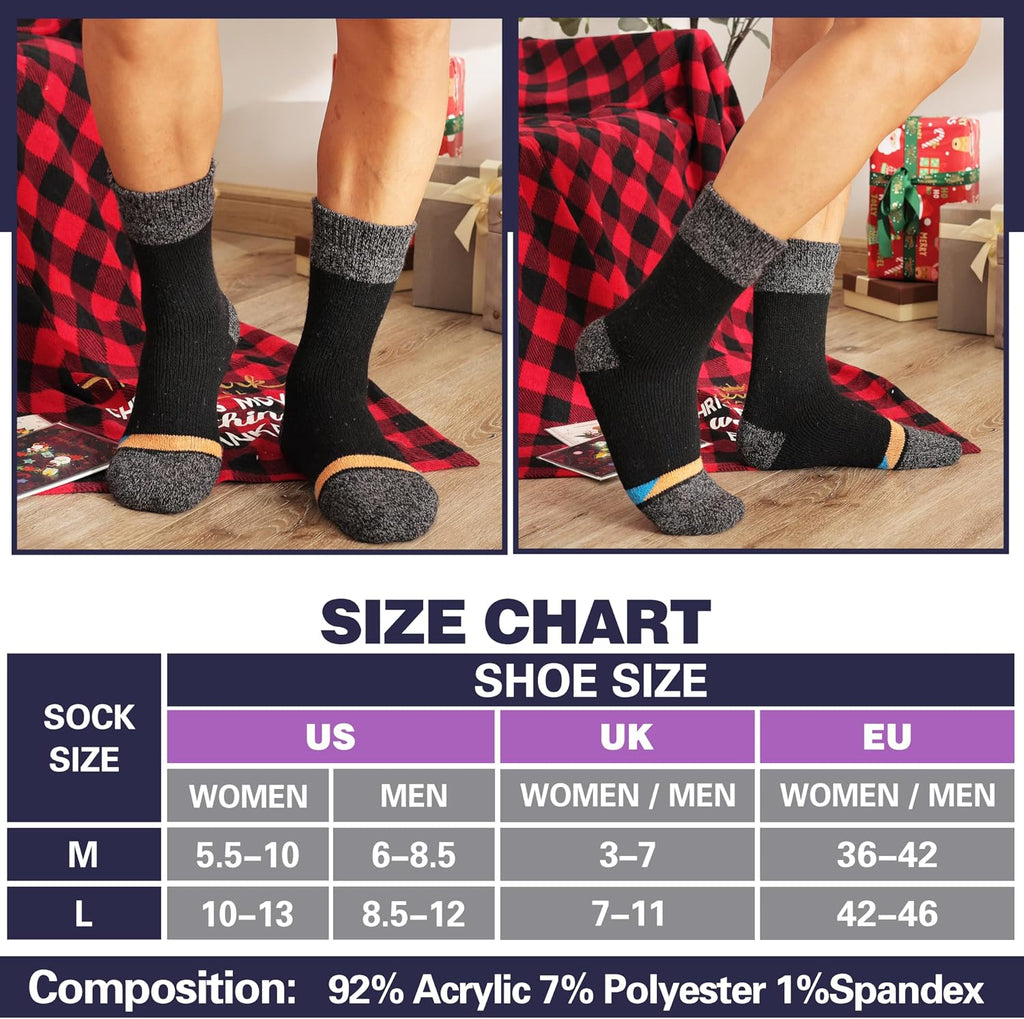 MOGGEI 3 Pairs Thermal Winter Socks for Women & Men Thick Extra Warm Insulated Ski Boot Socks for Cold Weather