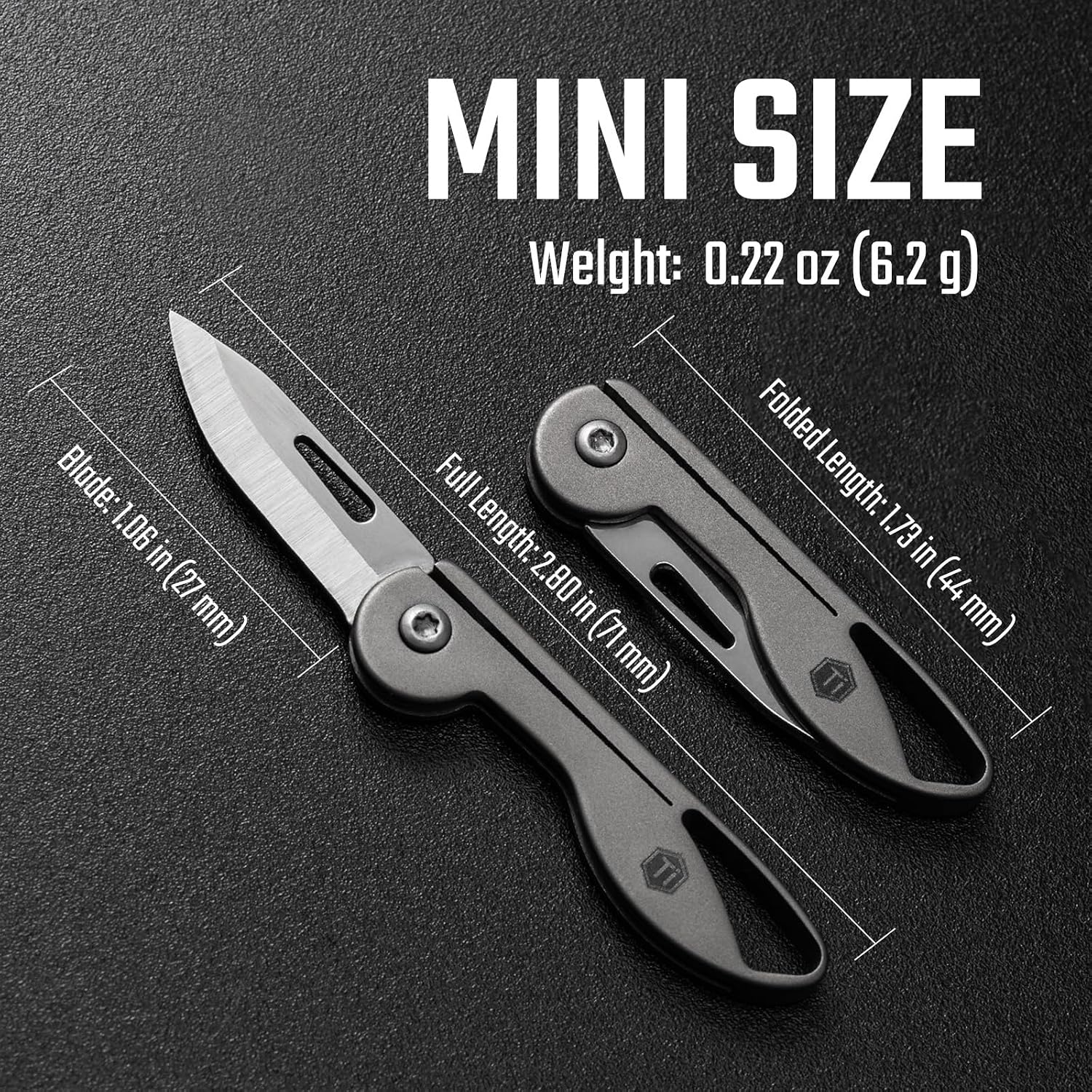 KeyUnity KK05 Titanium Mini Pocket Knife, 1.06-Inch Blade, Gray
