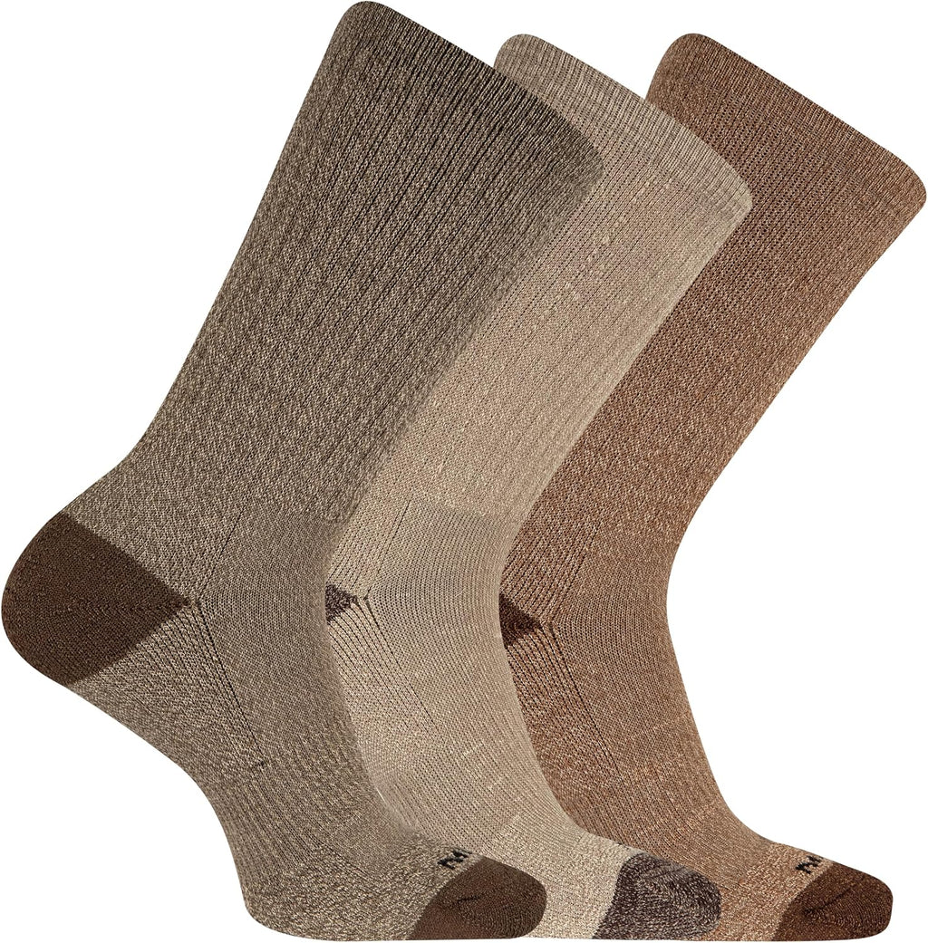 Merrell Unisex Adult Men's and Women's Wool Everyday Hiking Crew Socks - 3 & 6 Pairs - Cushioned Moisture Wicking