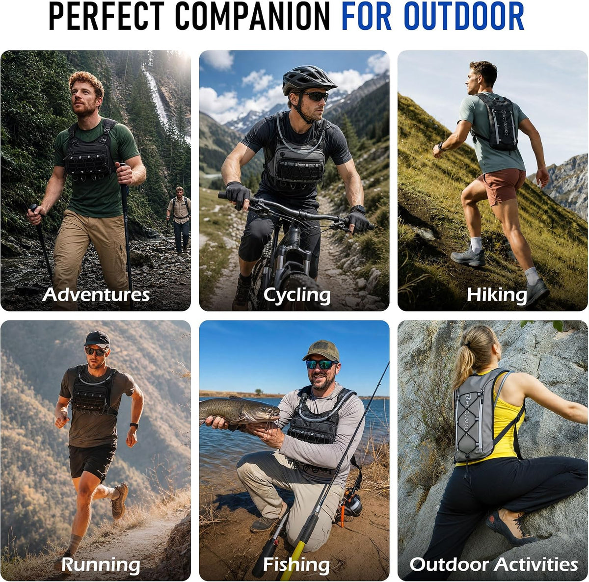 BECOJADDE Running Vest for Men Hydration Backpack with 2L Water Bladder