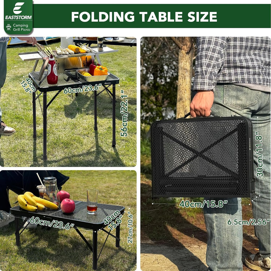 E EASTSTORM 2 Ft Folding Grill Camping Table with Mesh Bag,Small
