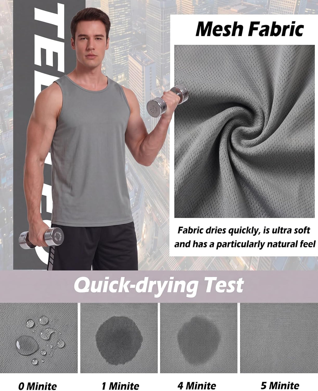 5 Pack Men's Workout Tank Tops Sleeveless Shirt Mesh Muscle Gym Fitness