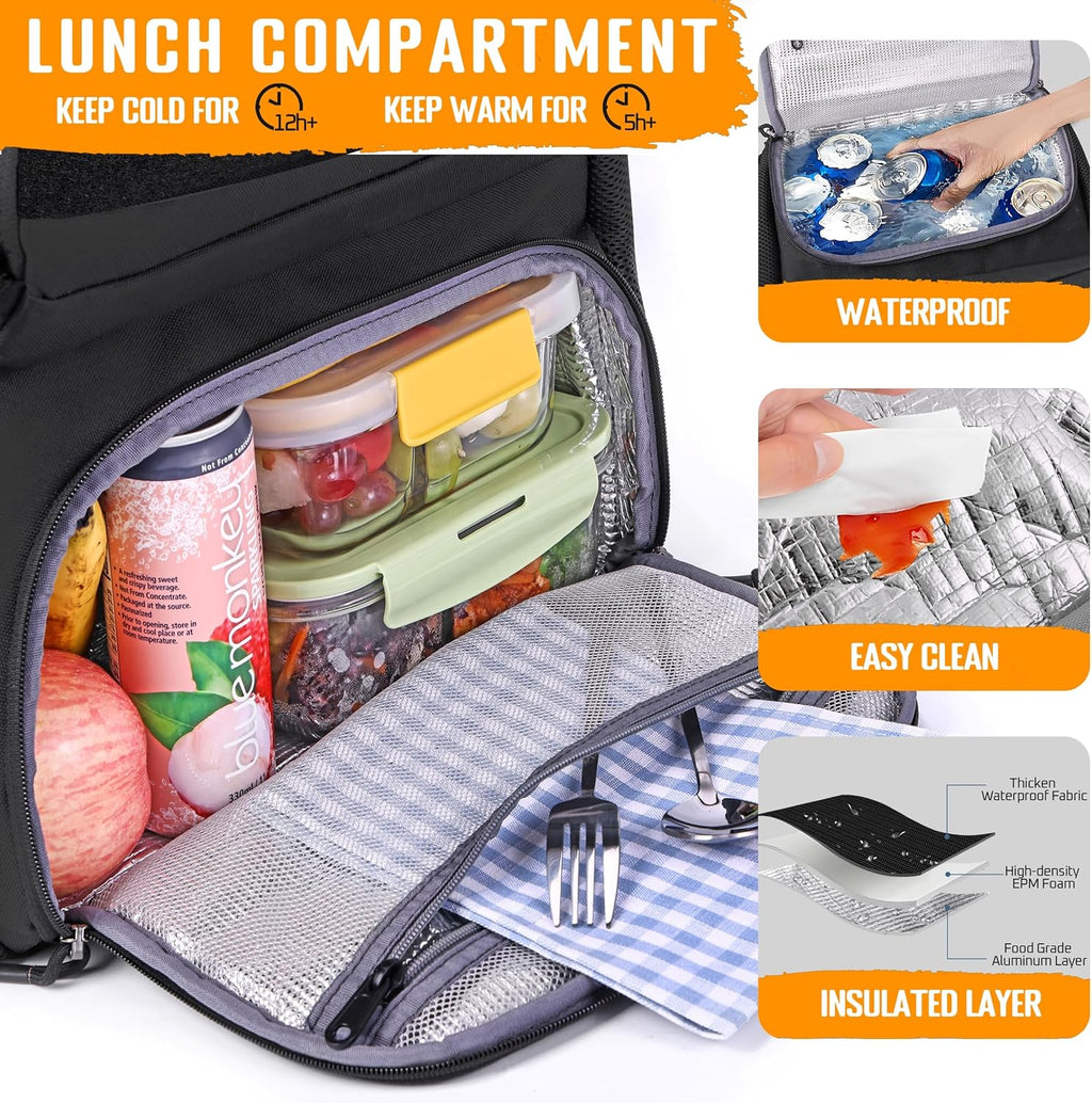 DEYACE Lunch Box Tactical Backpack for Men,Cooler Lunch Compartment Bag