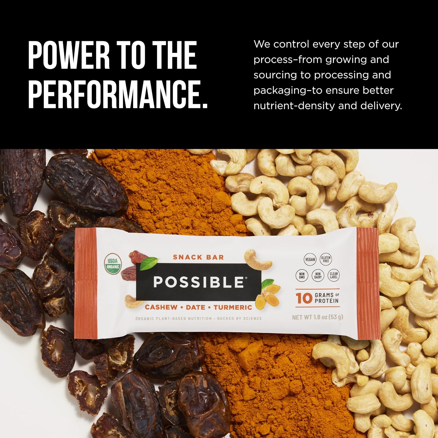 POSSIBLE Snack Bar, Cashew Date Turmeric, 12 Count (Pack of 1)