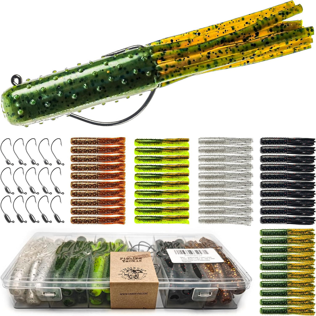 Tube Lures Jig Heads Hooks Tube Baits Worms for Bass Fishing
