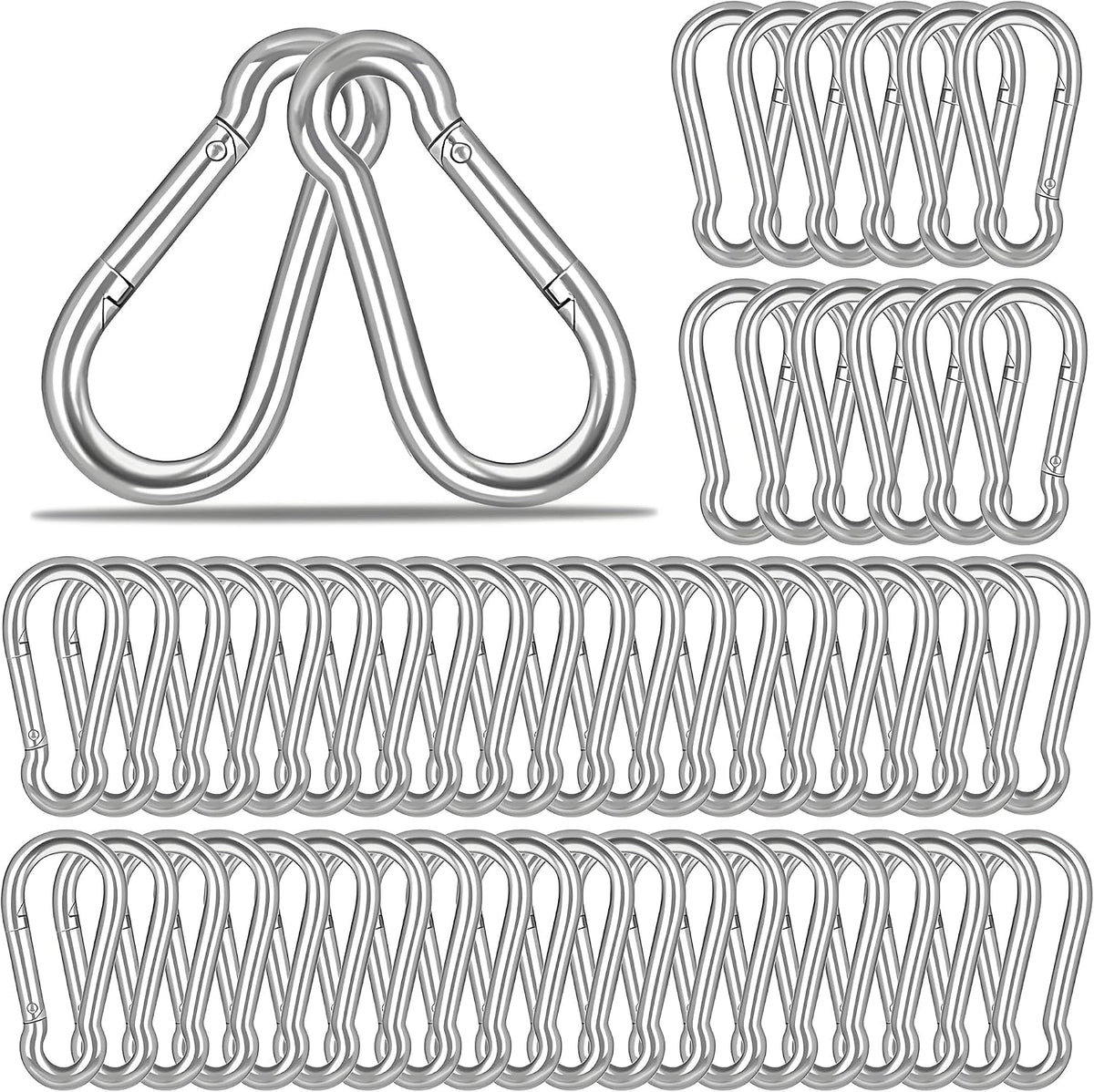 Spring Snap Hook Carabiners, Carabiner Clip, Heavy Duty Galvanized Steel Spring Clip, Quick Link Key Chain for Swing Hammock Gym Outdoor, Holding Capacity