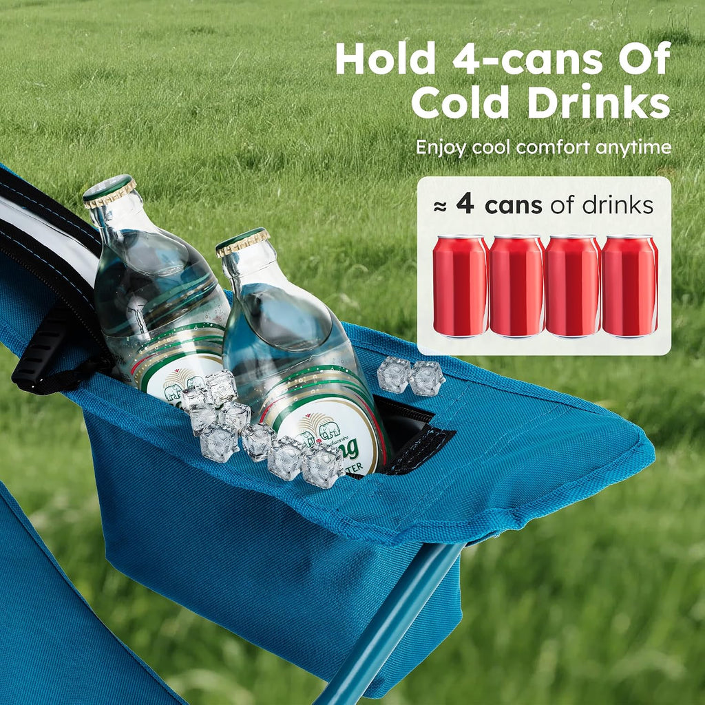 ALPHA CAMP 2-Pack Folding Camping Chair with Cooler Bag & Lumbar Support