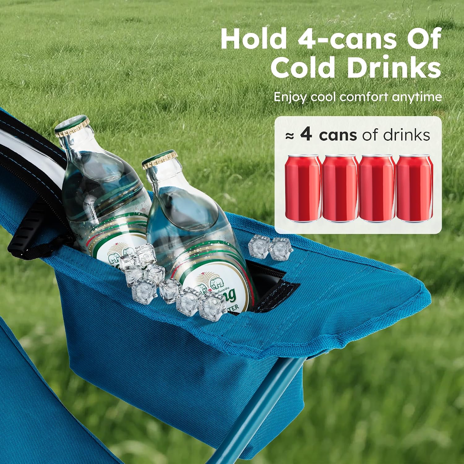 ALPHA CAMP 2-Pack Folding Camping Chair with Cooler Bag & Lumbar Support
