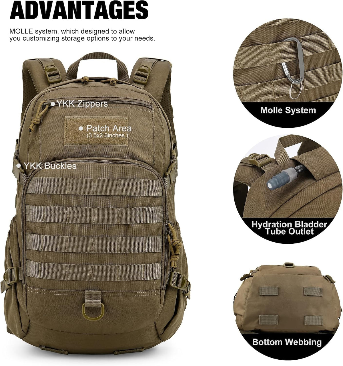 Mardingtop 25L Hiking Backpack,Lightweight Molle Tactical Backpack for Running,Hiking,Cycling,Motorcycle