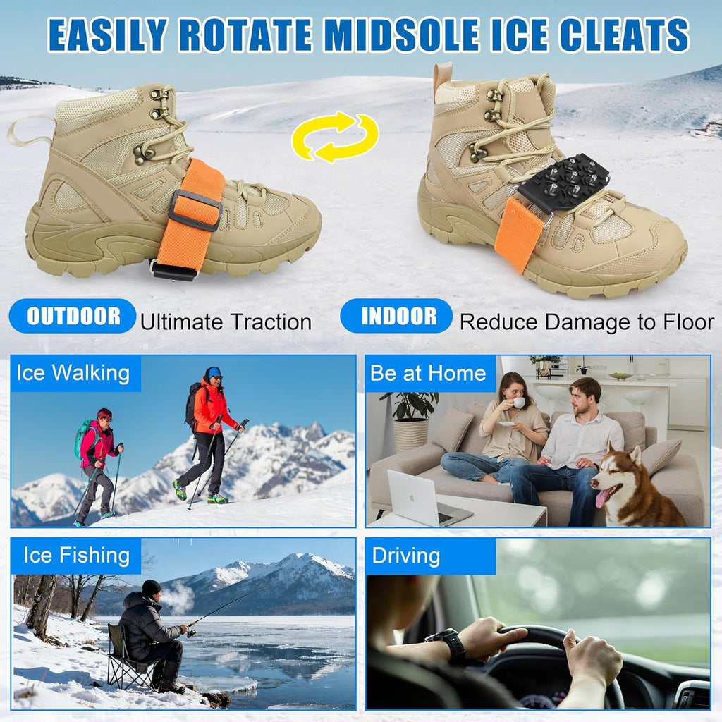 Mid-Sole Ice Cleats for Boots and Shoes Snow Traction Anti Slip Ice Crampon