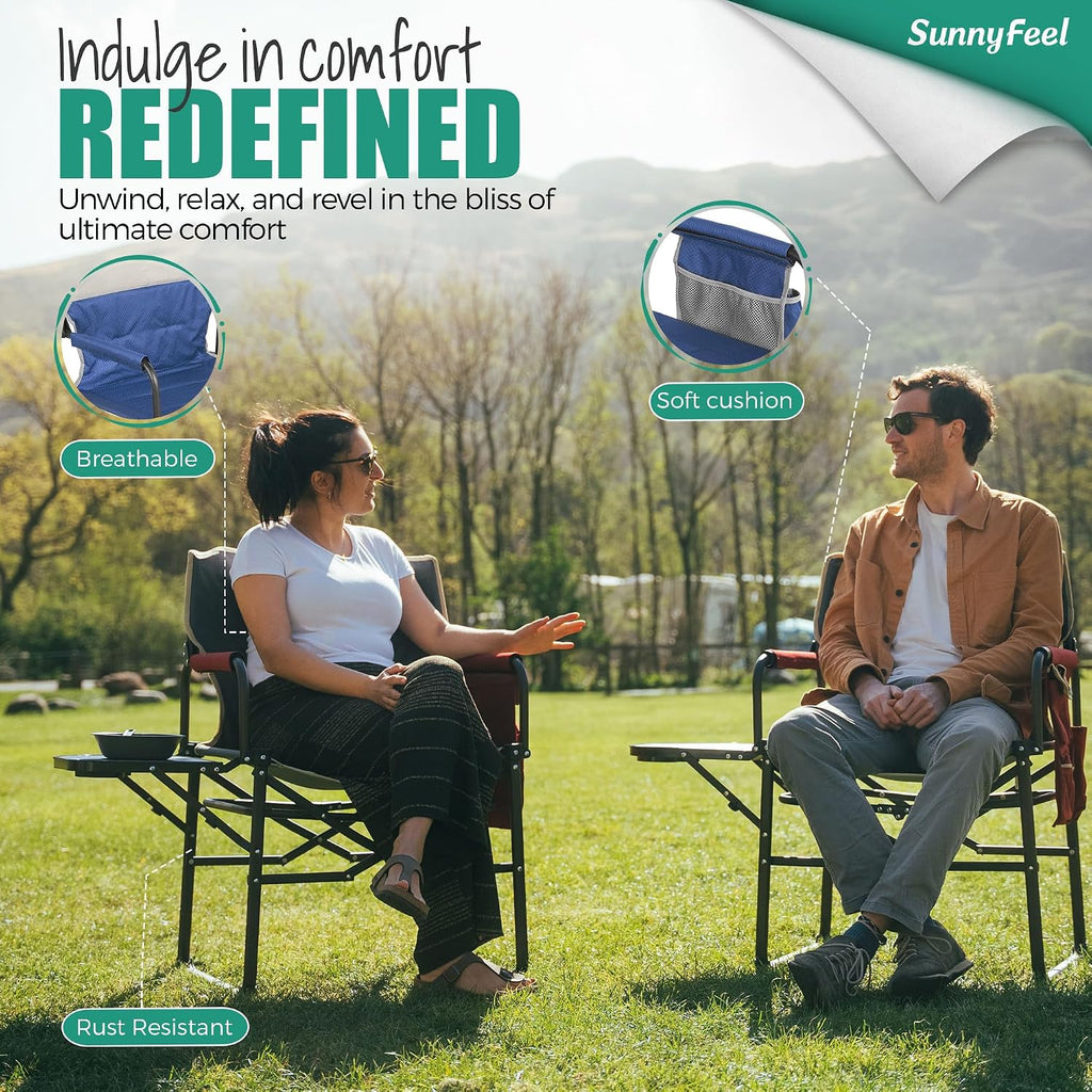 SUNNYFEEL Oversized Directors Camping Chair for Adults with Side Table