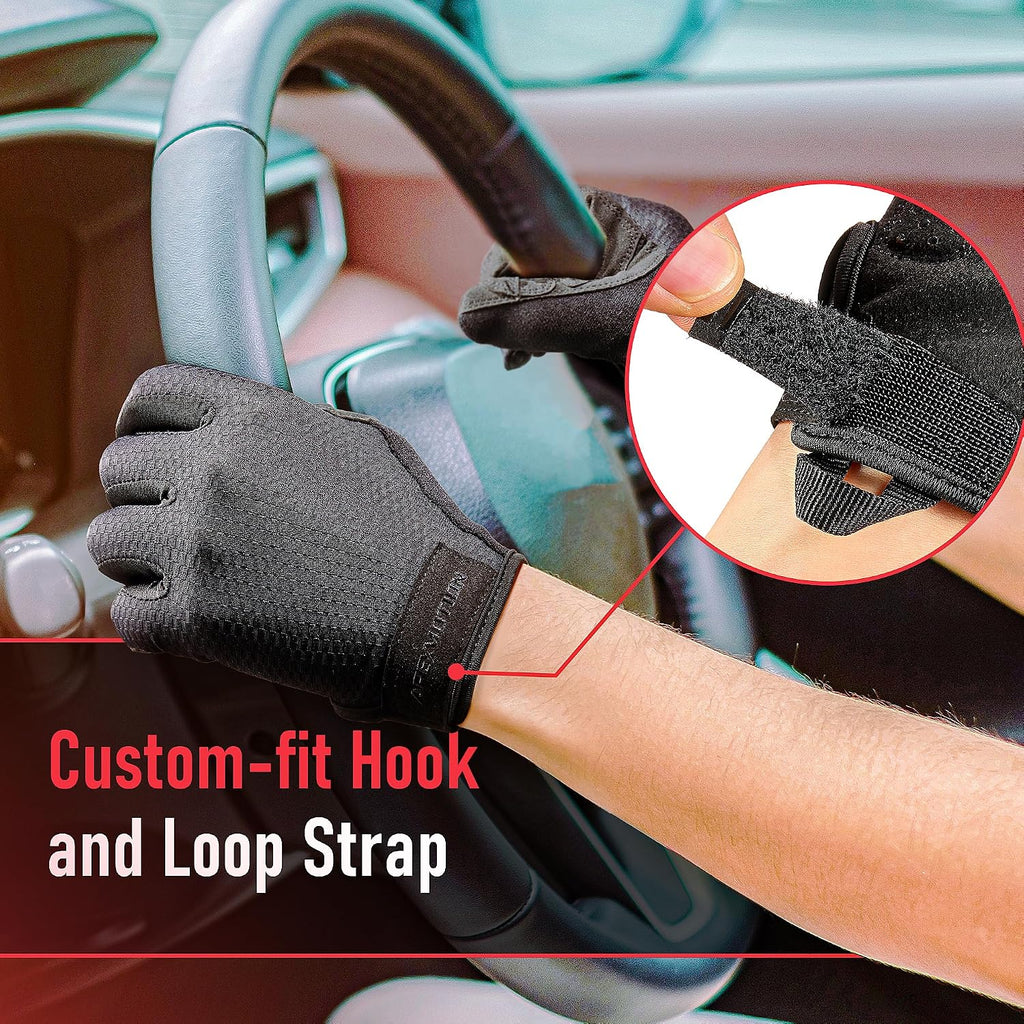 COOLJOB Padded Gym Workout Gloves for Men with Grip, Slim-fit, S-XL Black