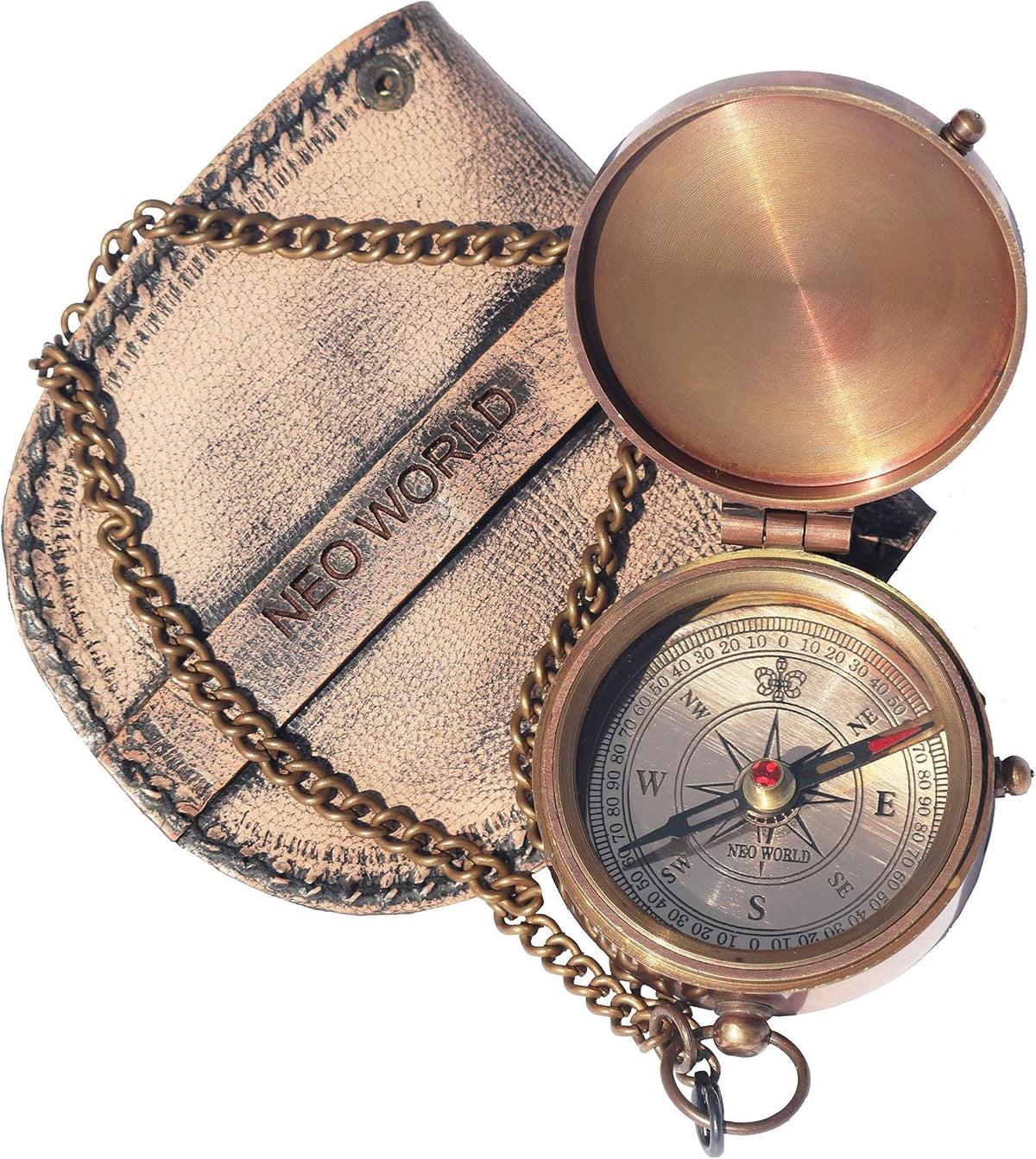 Brass Engrved Compass for Men, Pocket Compass with Leather Case, Antique Handmade Religious Gift Idea for Graduation, Communion, Baptism (to My Son, Love Dad)