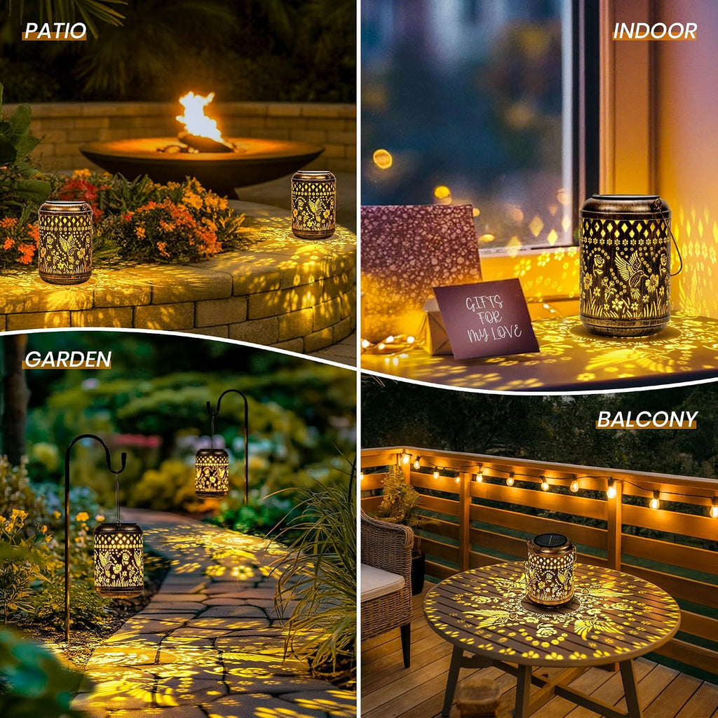 Hummingbird Gardening Gifts Solar Garden Decor Outdoor Lanterns 2 Pack