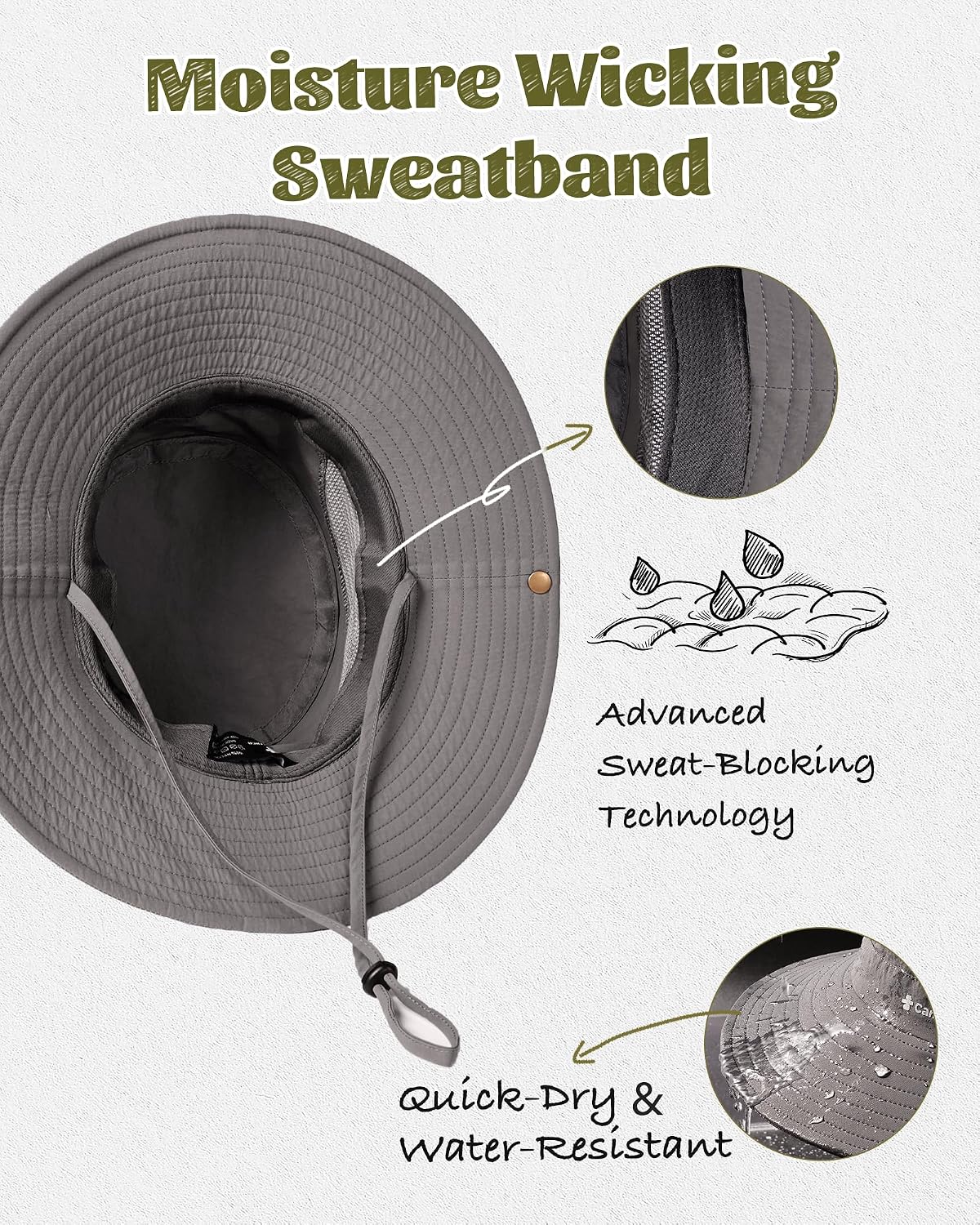 Camptrace Wide Brim Sun Hats for Men Hiking Fishing Outdoor Bucket Hat