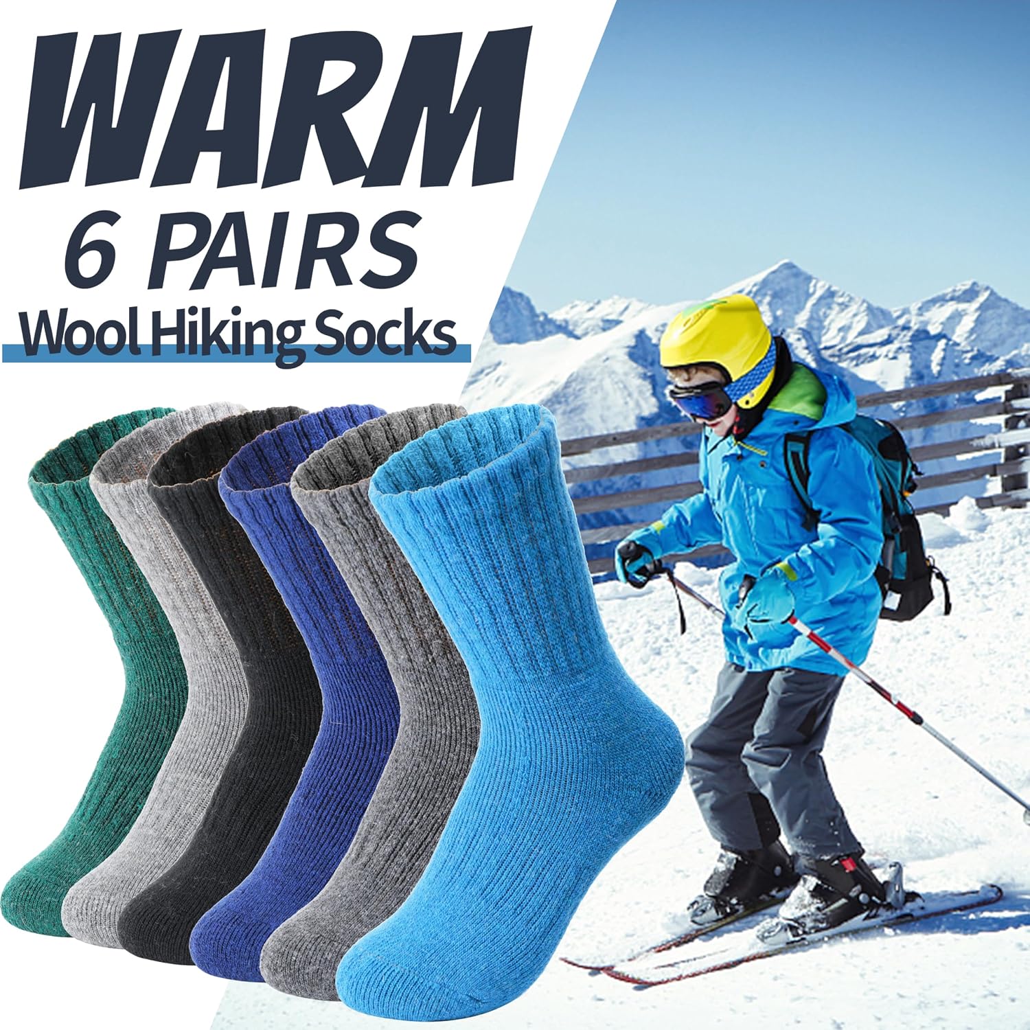 EBMORE Kids Merino Wool Hiking Thermal Winter Socks