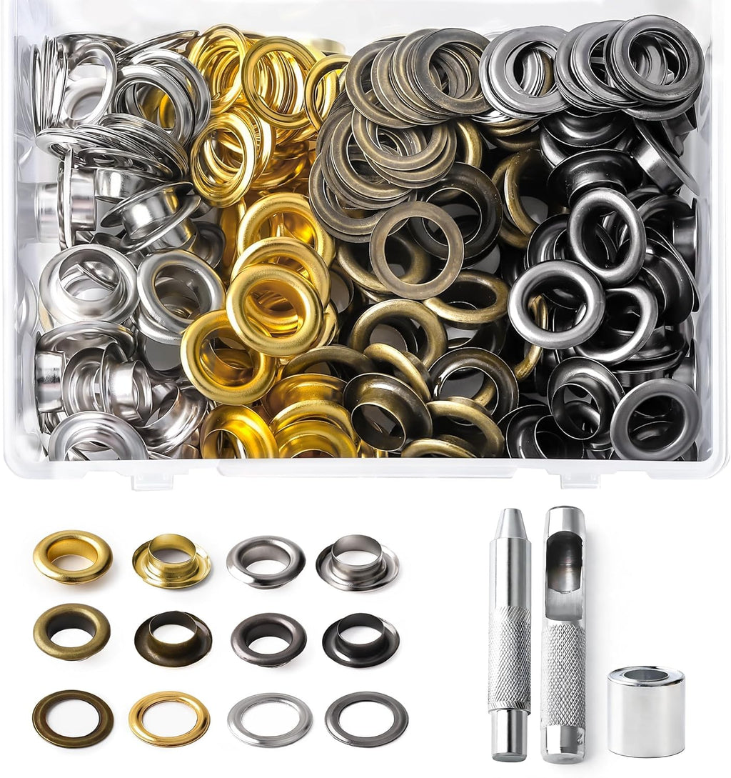 YHNTGB 600 Sets 1/4 Inch Grommet Tool Kit with Eyelets Pliers 12 Colors