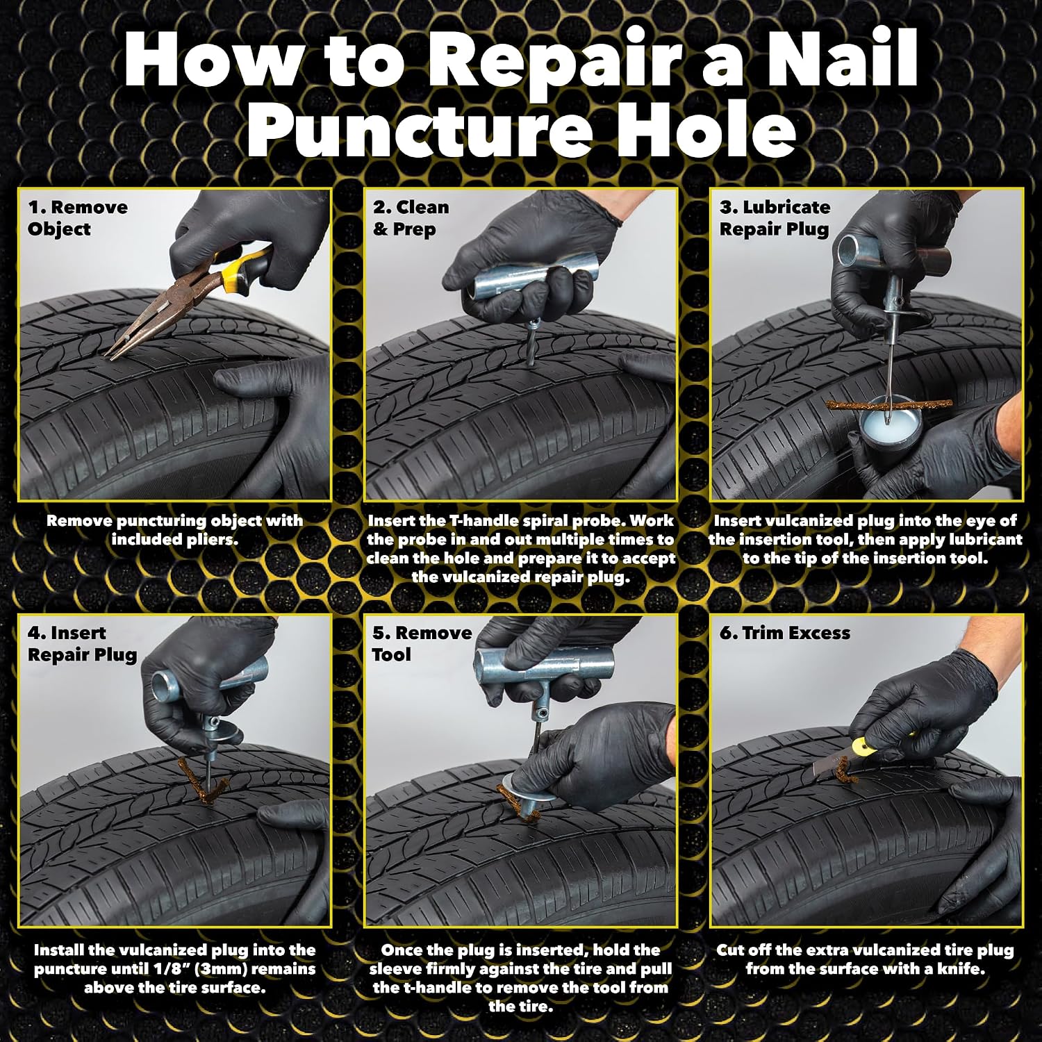 Silverback Tire Plug Repair Kit for Cars Trucks ATVs & Motorcycles