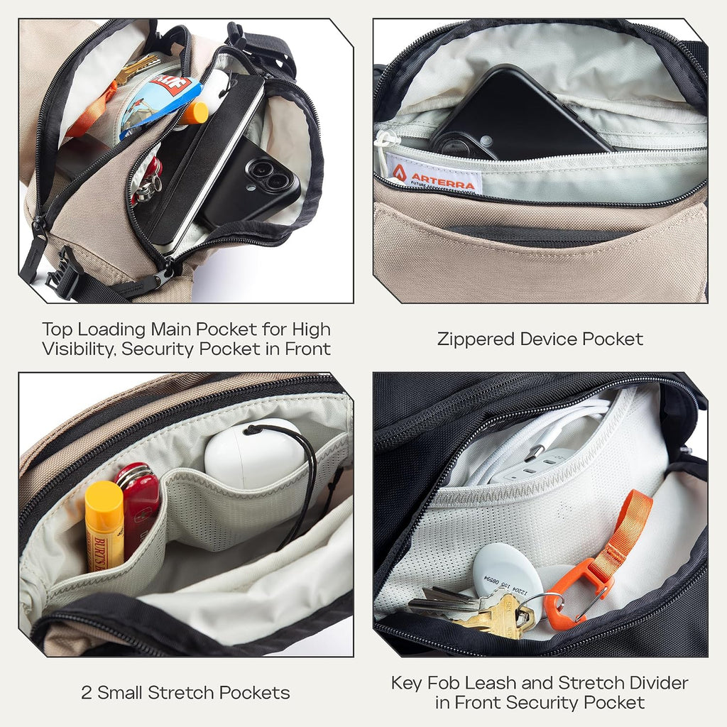 Falcon2L Ultralight Fanny Pack | Crossbody Belt Bag for Men & Women | Compact Waist Pack Sling for Essentials | Expandable External Carry Water-Resistant for Outdoor Travel & Everyday