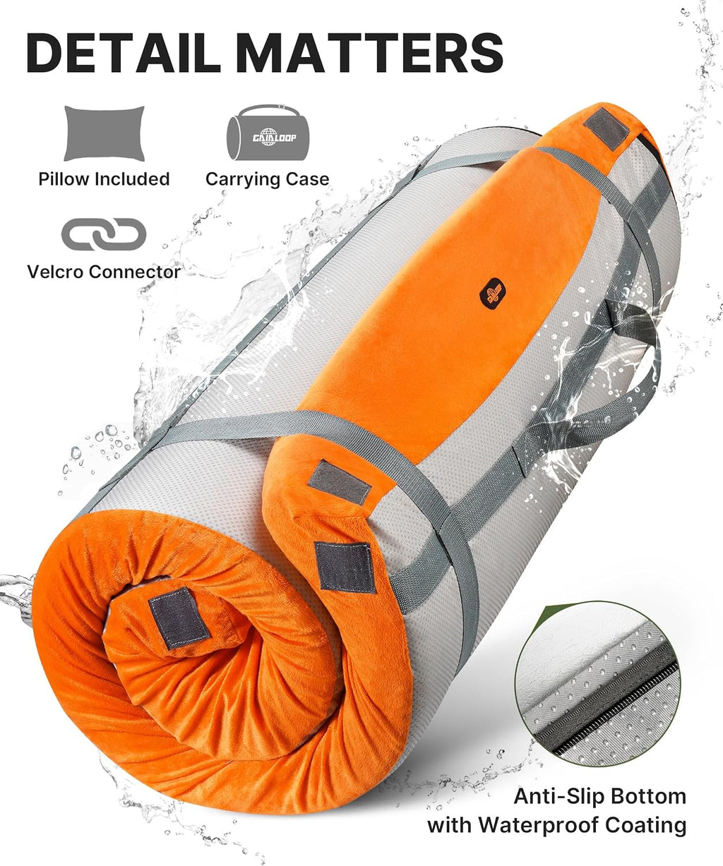 GAIALOOP 4-Inch Memory Foam Camping Mattress, Roll Up Foam Camp Pad
