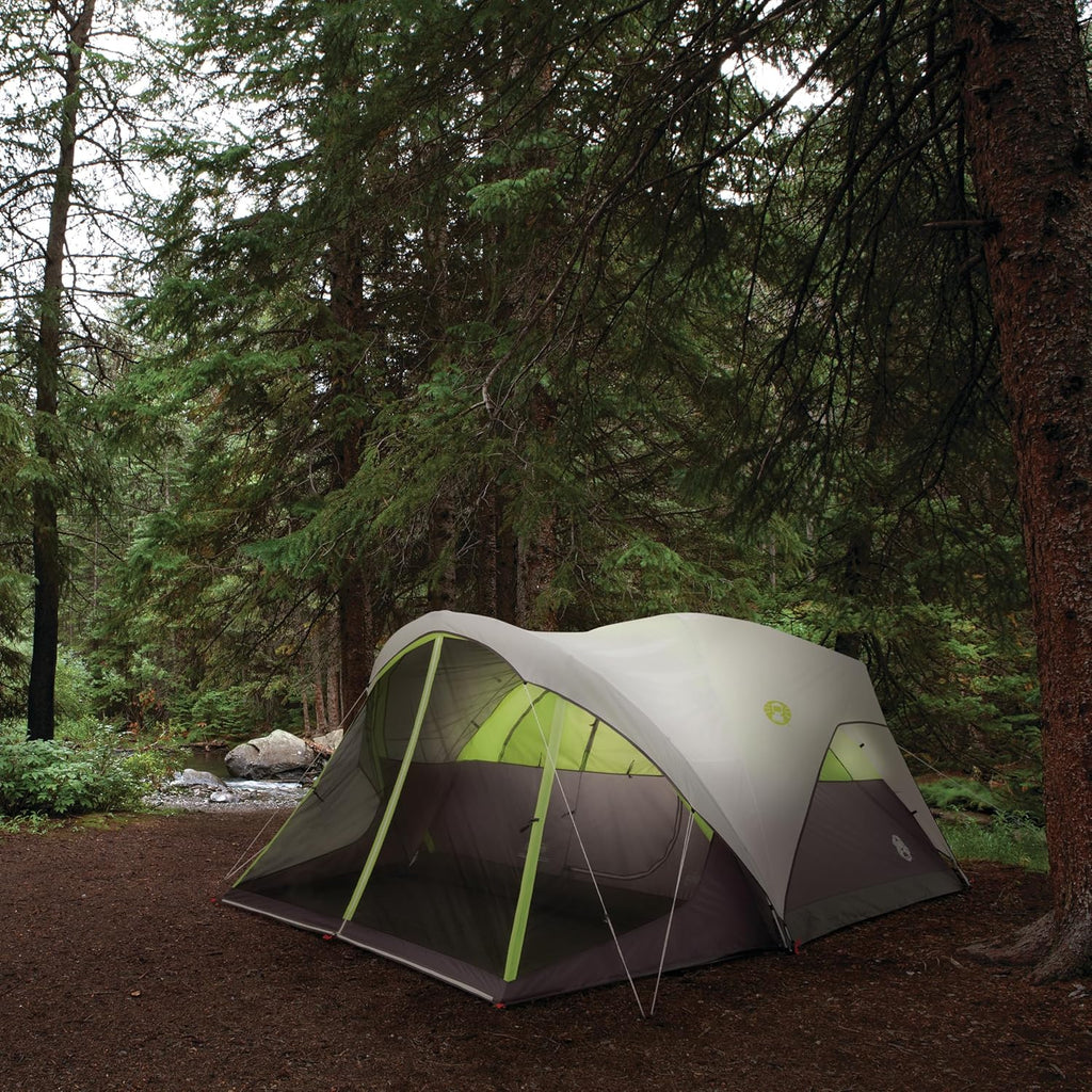 Coleman Steel Creek 6-Person Tent with Screened Porch & Integrated Rainfly, Weatherproof Tent with Screen Room Sets Up in Minutes, Fits Queen-Size Airbed