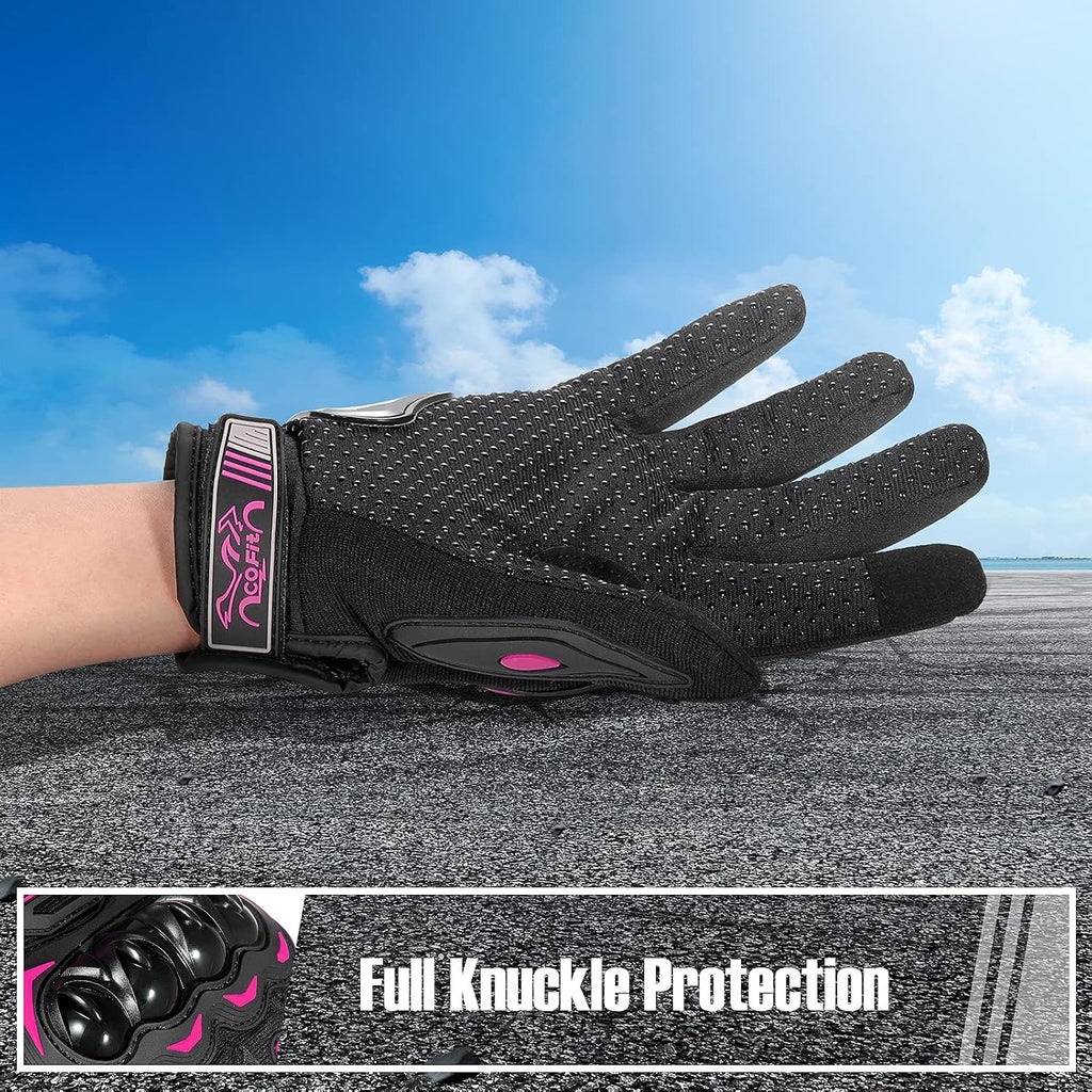 COFIT Motorcycle Gloves Breathable, Touchscreen Motorbike Gloves Anti-Slip with Good Grip Hard Knuckles Protection for Men Women Motocross, BMX ATV MTB Cycling, Road Racing