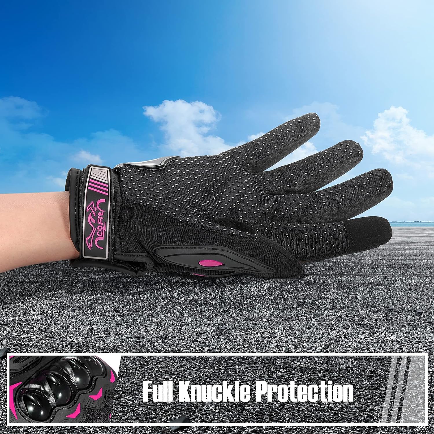 COFIT Motorcycle Gloves Breathable, Touchscreen Motorbike Gloves Anti-Slip with Good Grip Hard Knuckles Protection for Men Women Motocross, BMX ATV MTB Cycling, Road Racing