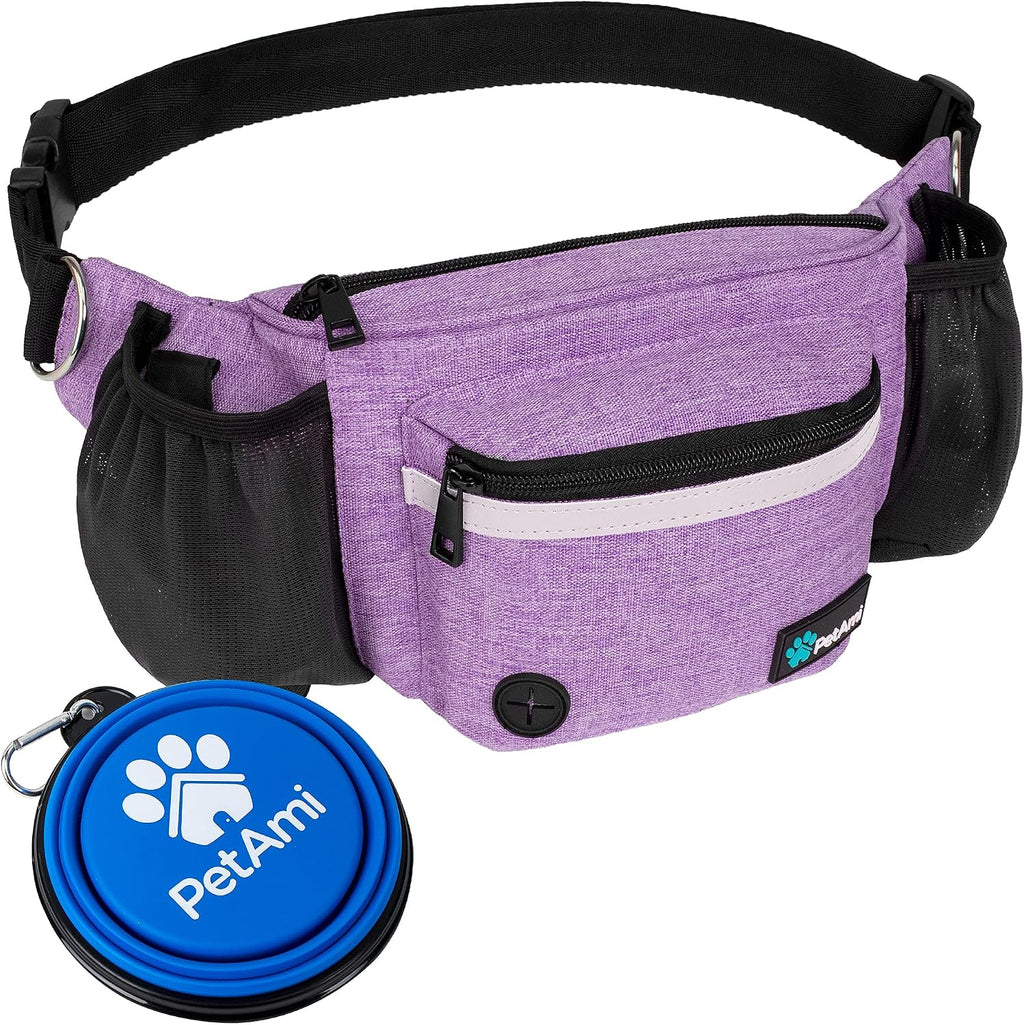 PetAmi Dog Fanny Pack, Treat Pouch for Dog Walking Training, Purple