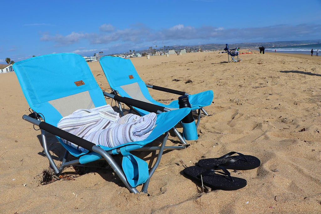 Nice C Low Beach Camping Folding Chair, River Sand Lake Chair (1 Pack Blue)