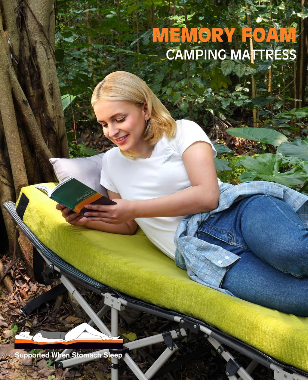 Memory Foam Camping Mattress, Extra Thick 4 Inch Dual Layer Sleeping Pad