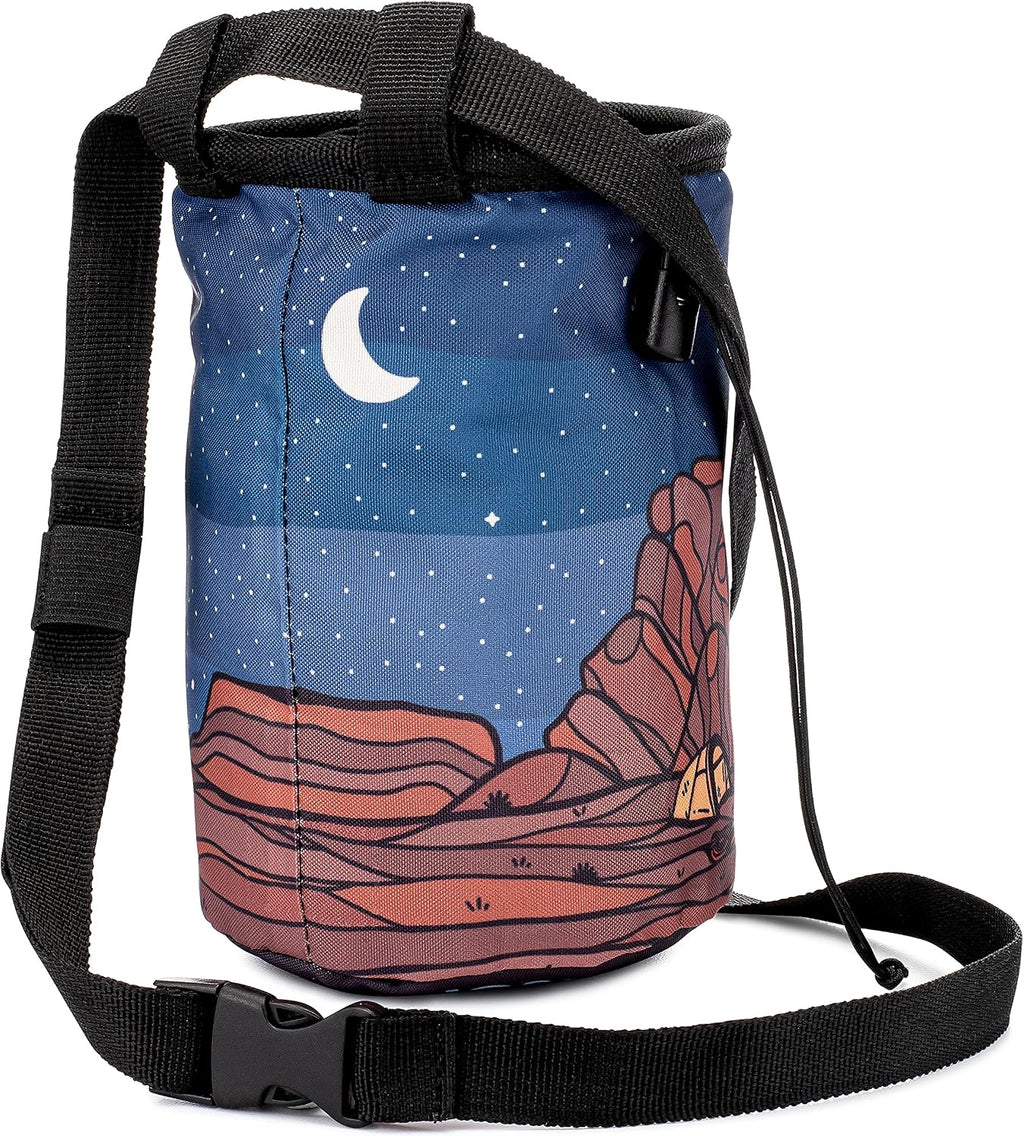 Oso Supply Co - Waxed Canvas Climbing Chalk Bag for Adults and Kids, Drawstring Closure, Adjustable Waist Belt, Indoor/Outdoor Training, Rock Climbing, Bouldering, Weightlifting