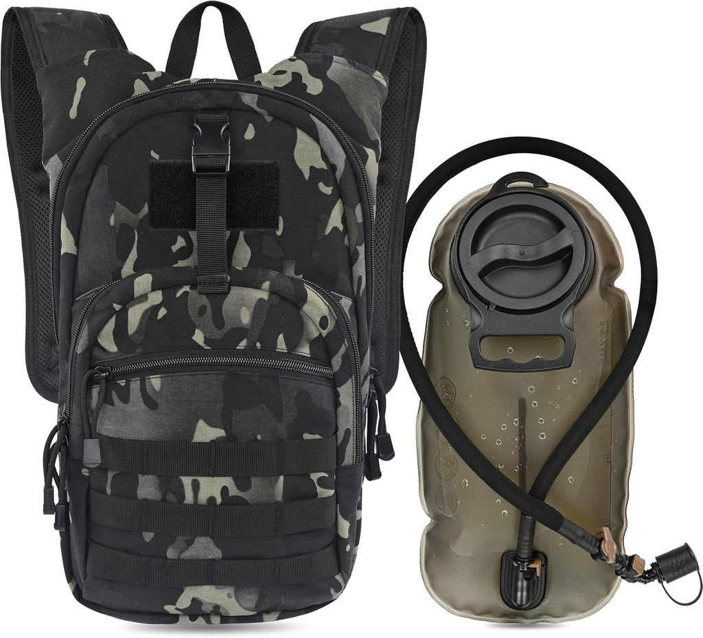 MARCHWAY Tactical Molle Hydration Pack with 2.5L TPU Water Bladder, Low-Profile Organized Military Backpack for Hiking, Cycling, Backpacking, Hunting, Running