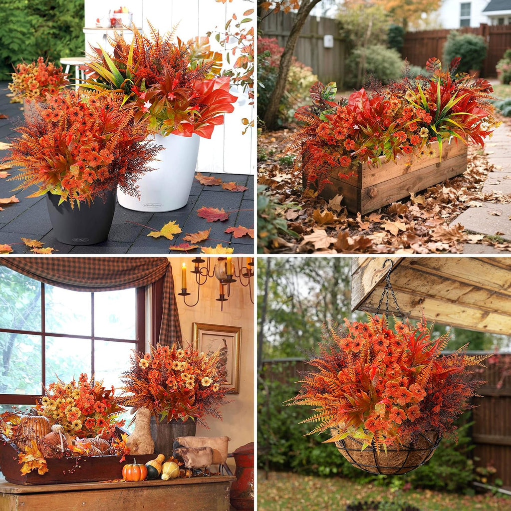 20 Pcs Artificial Fall Flowers for Outdoor Fake Plants Decoration