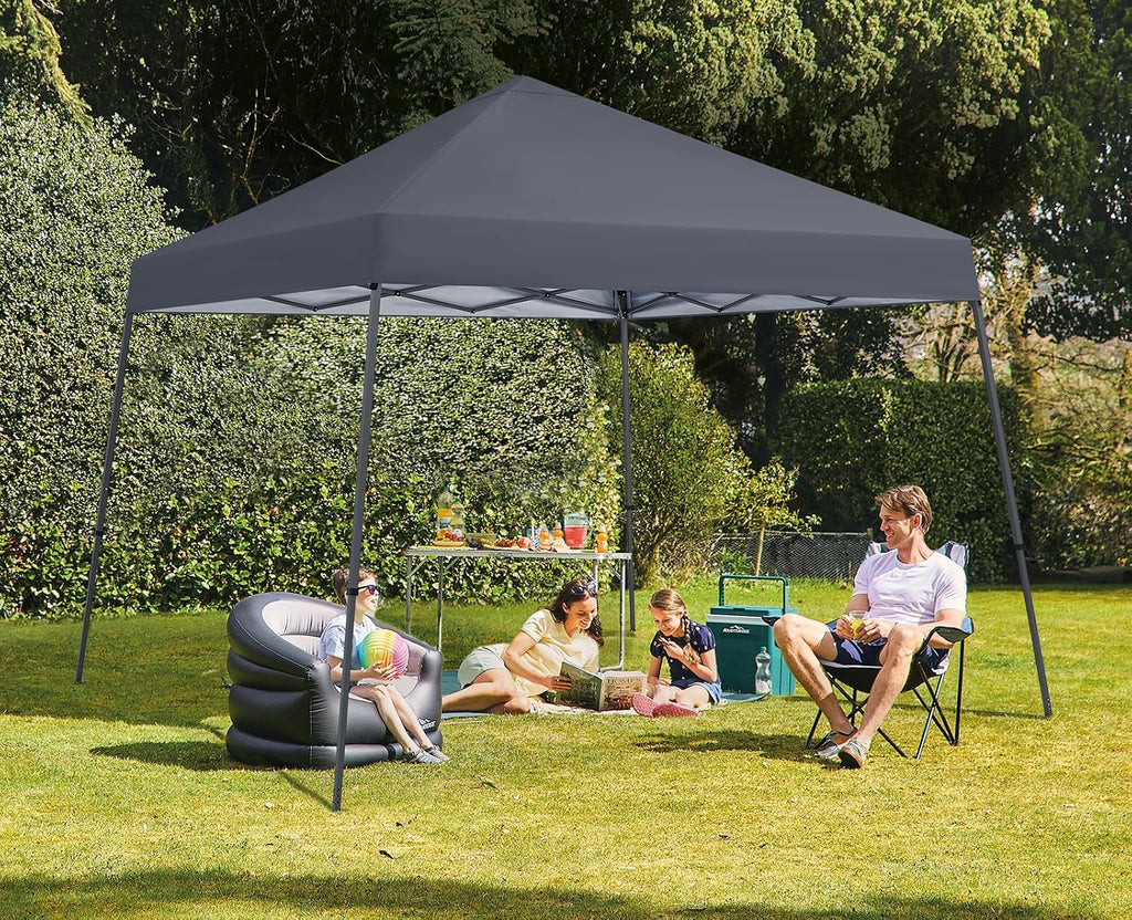 MASTERCANOPY Portable Pop Up Canopy Tent with Large Base (10x10,Dark Gray)