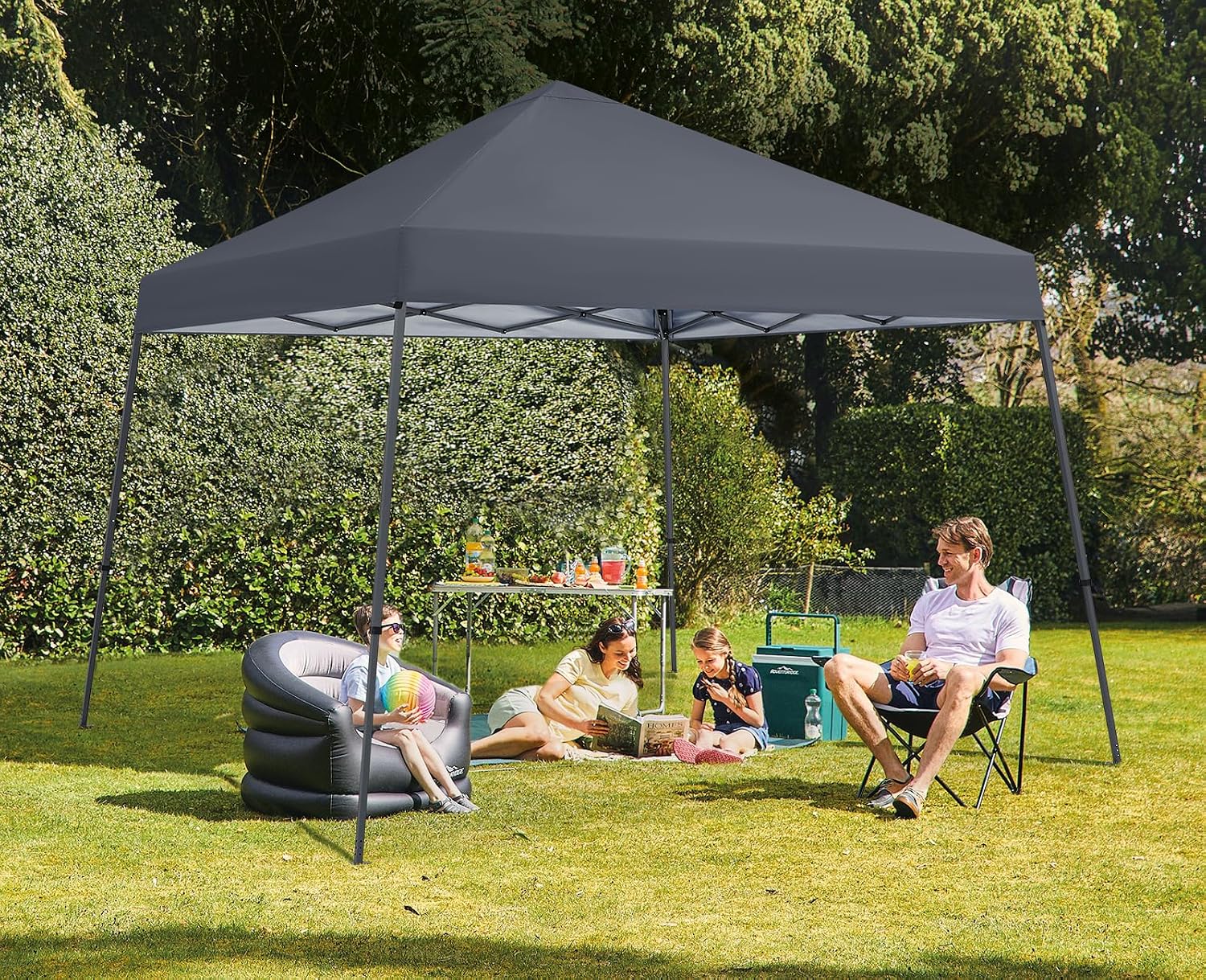 MASTERCANOPY Portable Pop Up Canopy Tent with Large Base (10x10,Dark Gray)