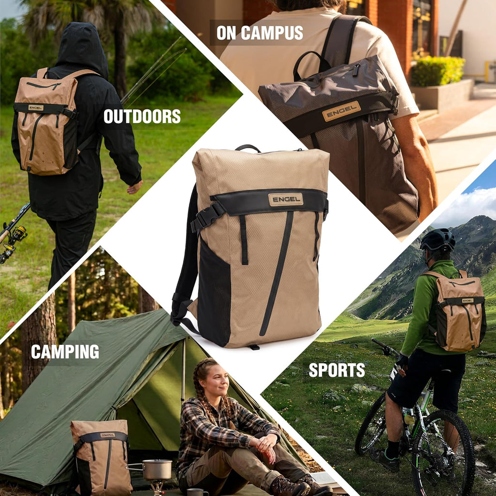 GoBag 20 Quart Lightweight, Easy Access Dry Bag Backpack in Desert Tan