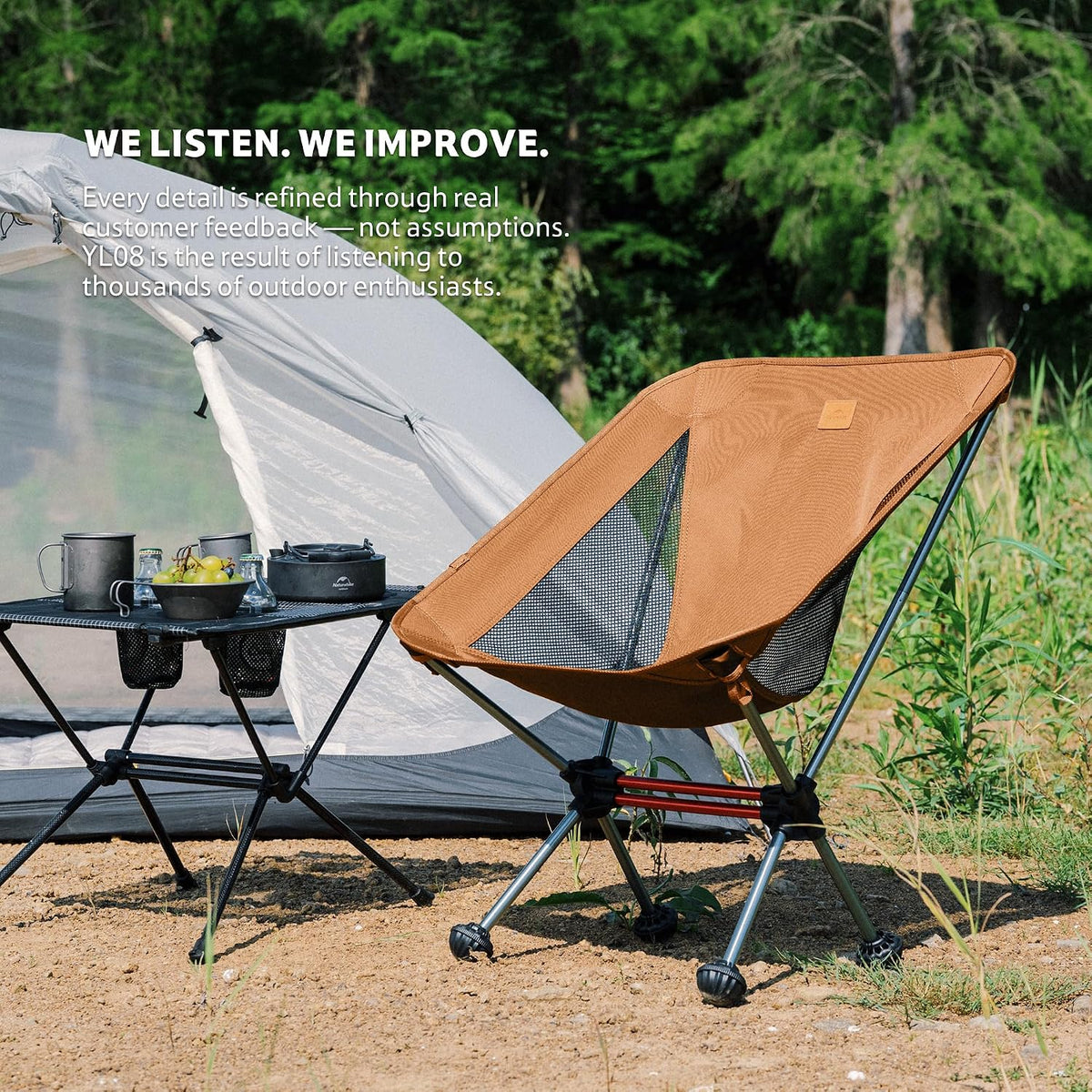 Naturehike YL08 Ultralight Camping Chair — Only 2.12 LBS, Anti-Sinking Feet