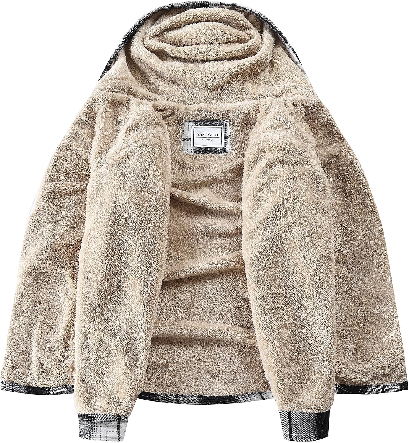 Men's Zip Up Flannel Shirt Jacket Fleece Lined with Hood