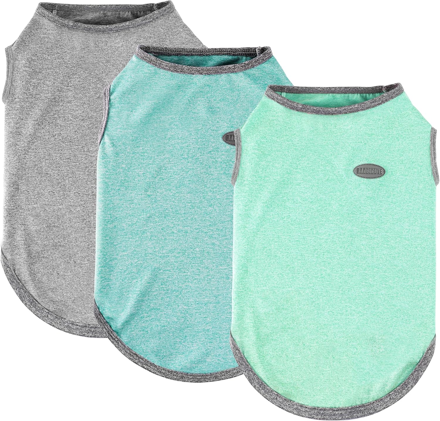 3 Pack Lightweight Sun Protection Dog Shirt Breathable Sleeveless Dog T Shirts Extra Soft Top Tank Dog Clothes for Outdoor Activities (Dark Gray + Light Green + Mint Green, Medium)
