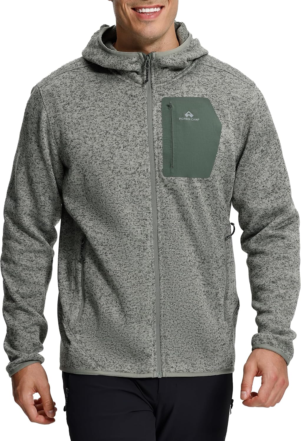 Pioneer Camp Men's Hooded Sweater Fleece Jacket Full Zip Hiking Mid Layer