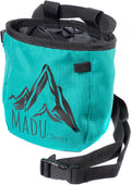 Chalk Bag for Rock Climbing – Chalk Pouch with Zippered Pocket, Brush Holder, Fleece Lining & Drawstring Closure – Turquoise Bag
