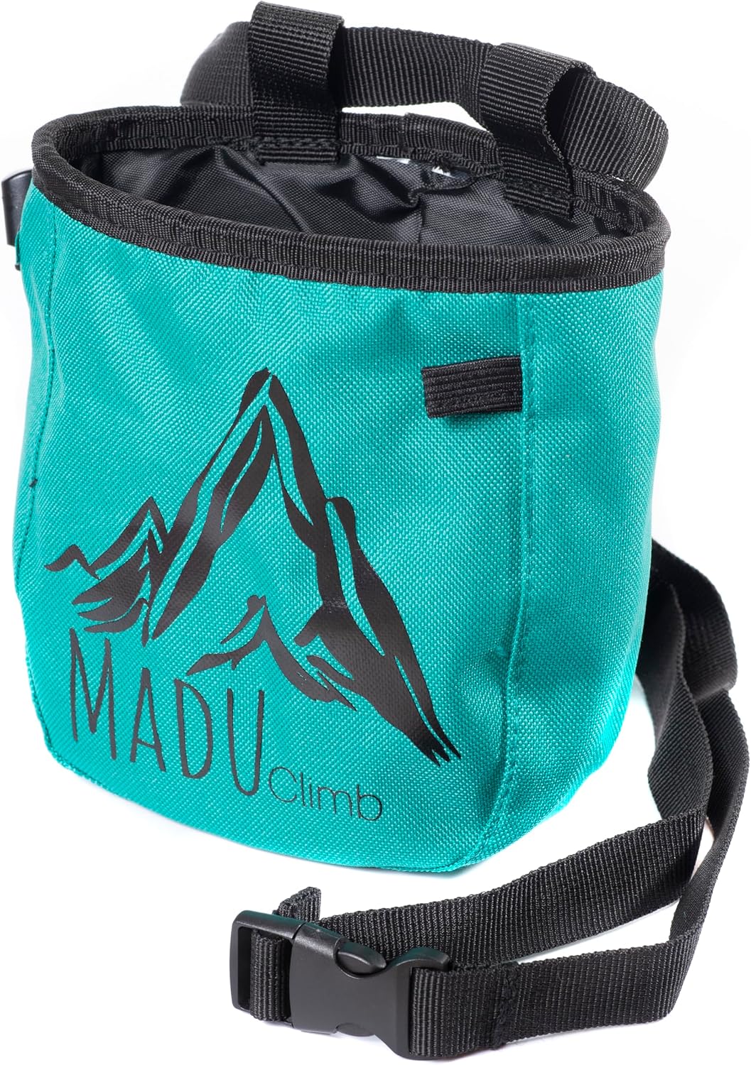 Chalk Bag for Rock Climbing – Chalk Pouch with Zippered Pocket, Brush Holder, Fleece Lining & Drawstring Closure – Turquoise Bag