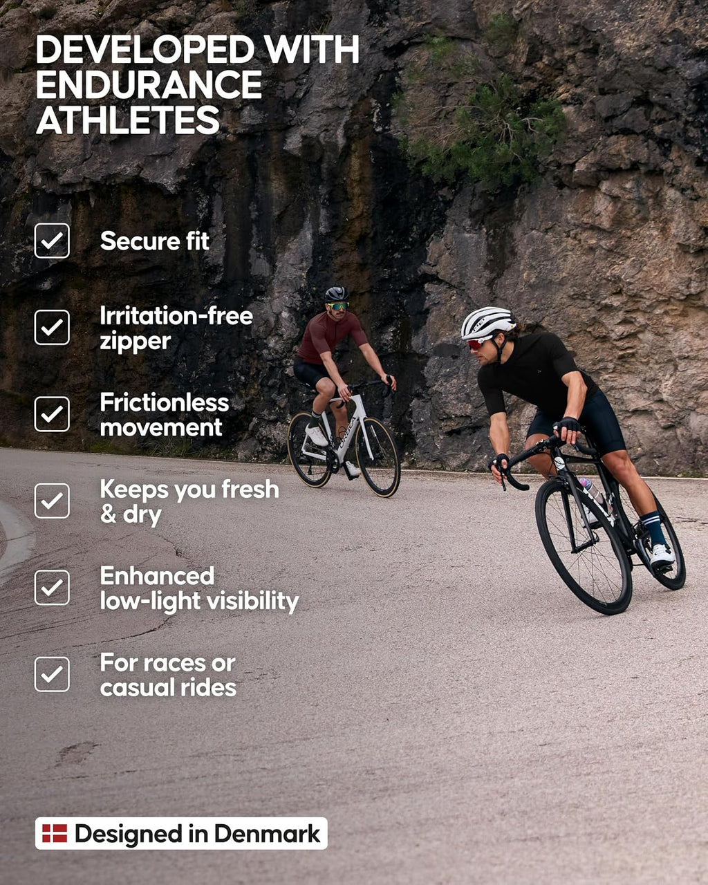 DANISH ENDURANCE Men's Short Sleeve Cycling Jersey, Breathable