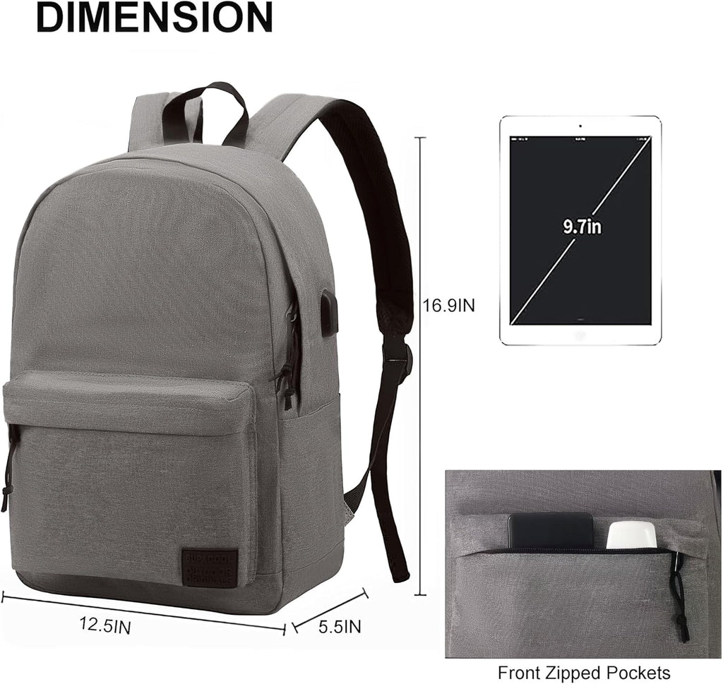 SUPACOOL Casual Laptop Backpack for Men and Women, Backpack for College, USB Charging Port, Lightweight Back Pack