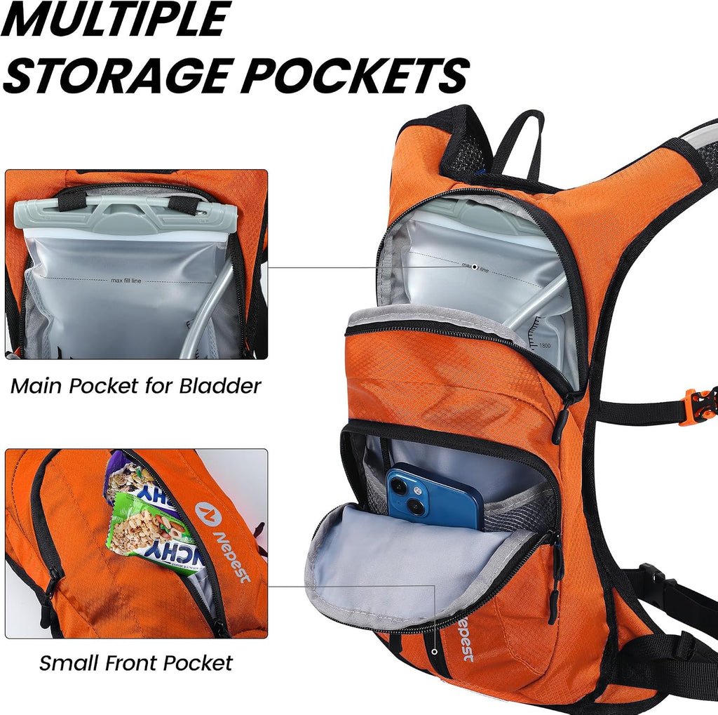 Nepest Hydration Pack Backpack with 2L Water Bladder Reflective Lightweight