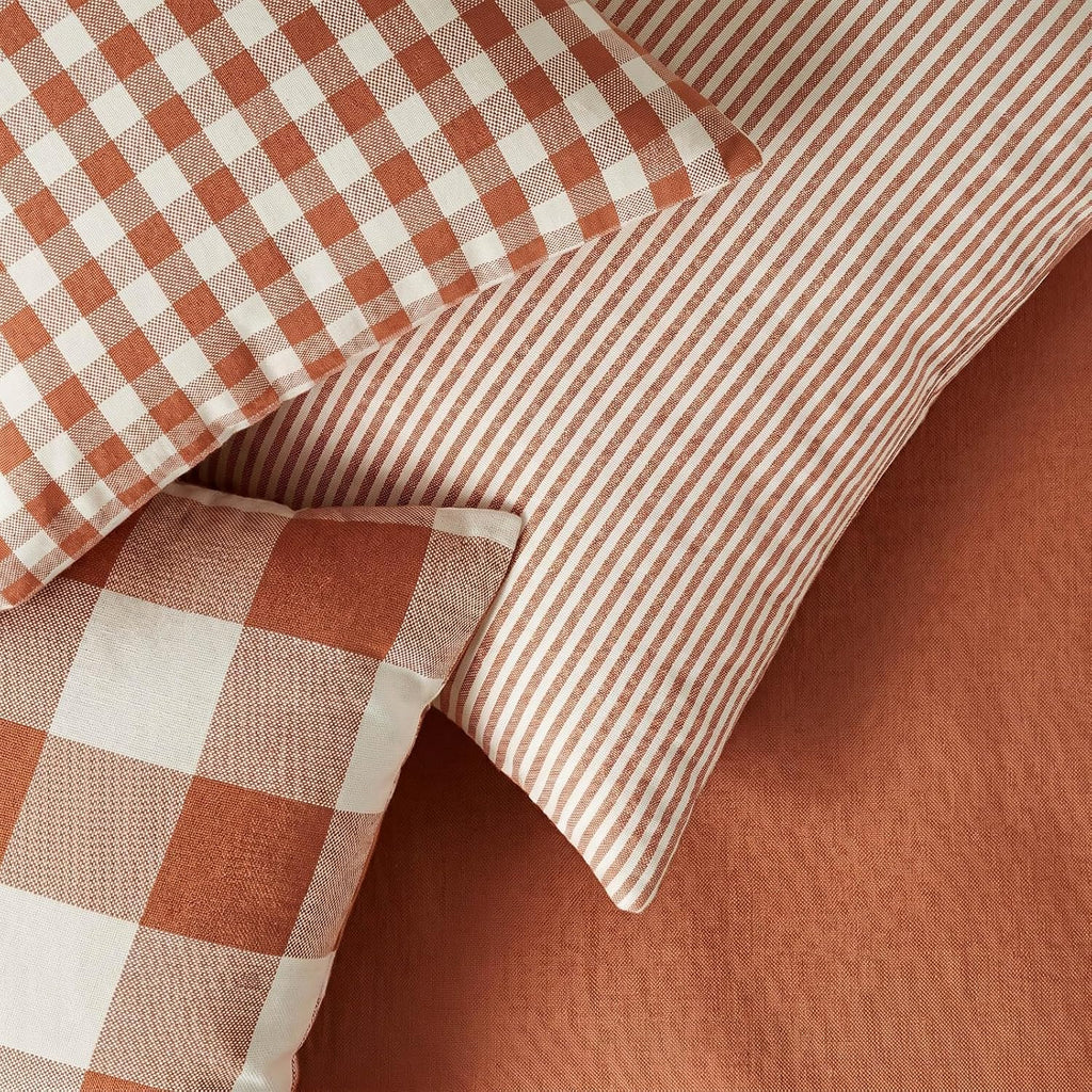 Burnt Orange Fall Plaid Outdoor Porch Pillow Covers 18x18 Set of 4 | Thanksgiving Autumn Pillow Covers 18 x 18, Cojines De Otoño Para Sala, Aesthetic Fall Room Decor, Fall Patio Outdoor Pillow
