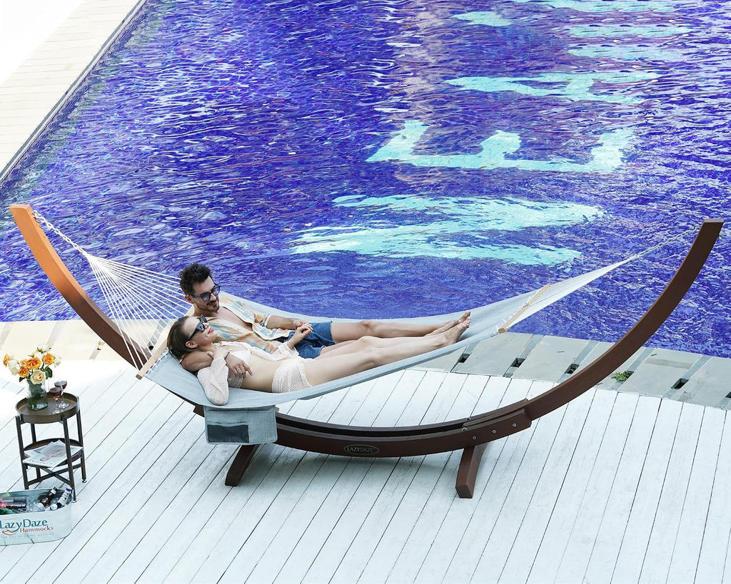 Lazy Daze Double Olefin Quick Dry Hammock with Spreader Bar for Outdoor