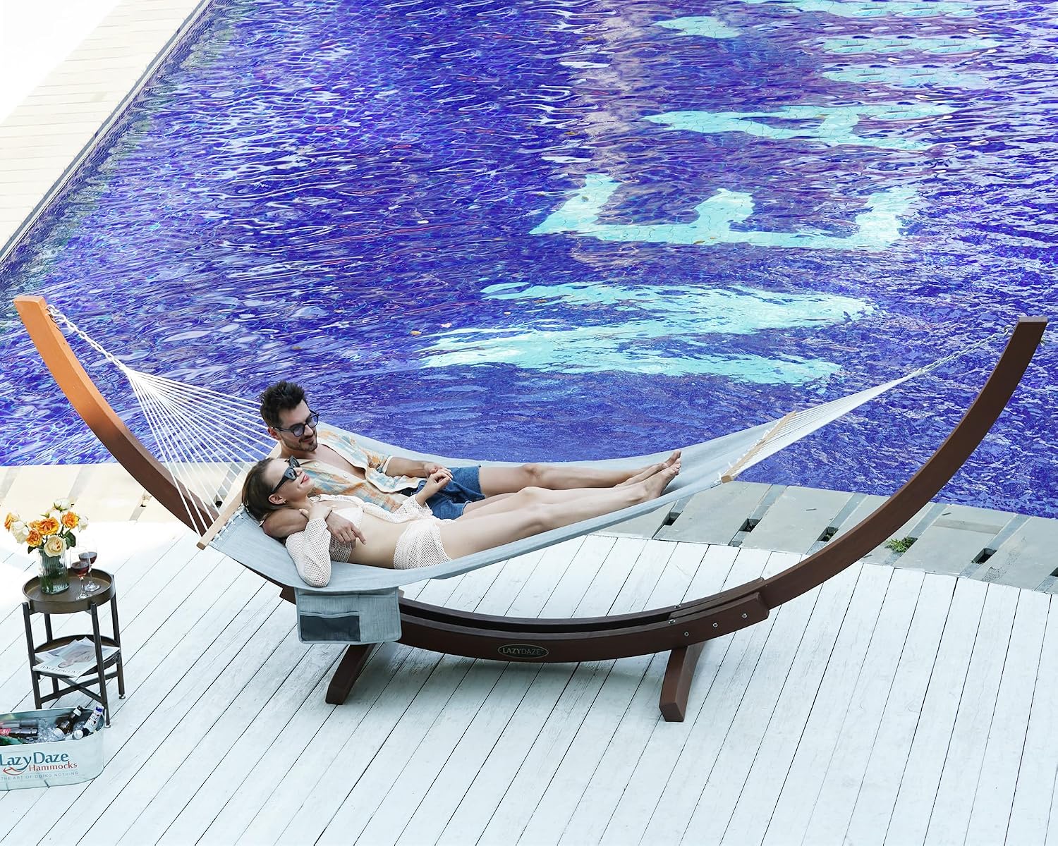 Lazy Daze Double Olefin Quick Dry Hammock with Spreader Bar for Outdoor