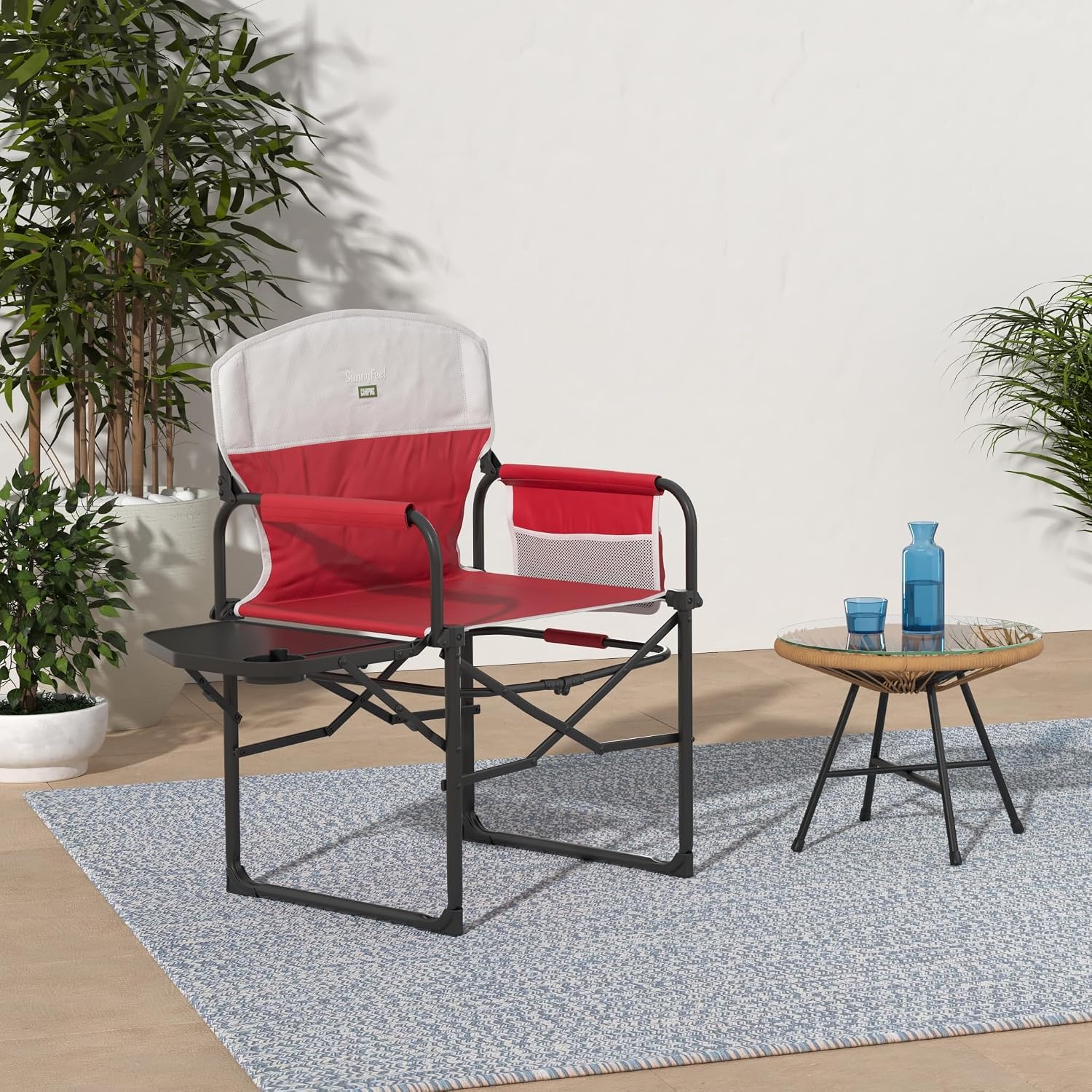 SUNNYFEEL Oversized Directors Camping Chair for Adults with Side Table