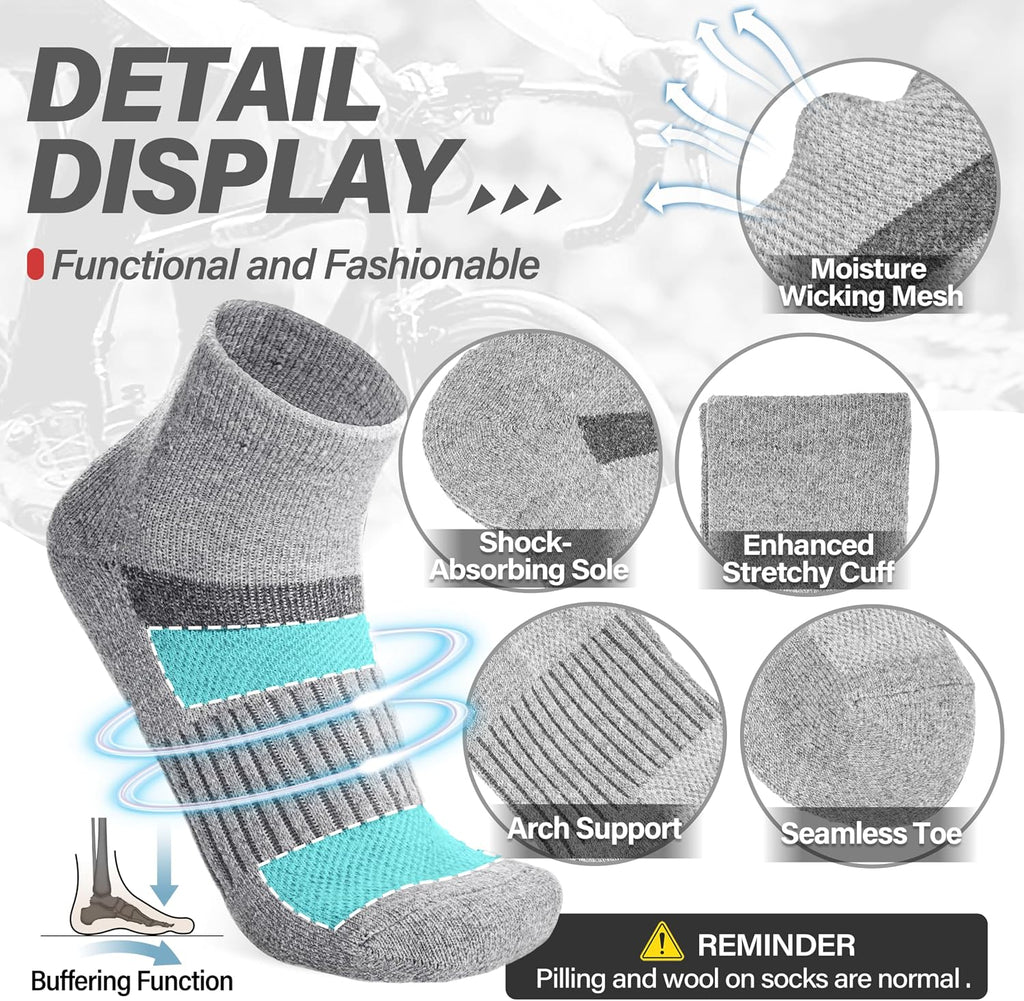 Anlisim Merino Wool Ankle Running Hiking Socks for Women and Men